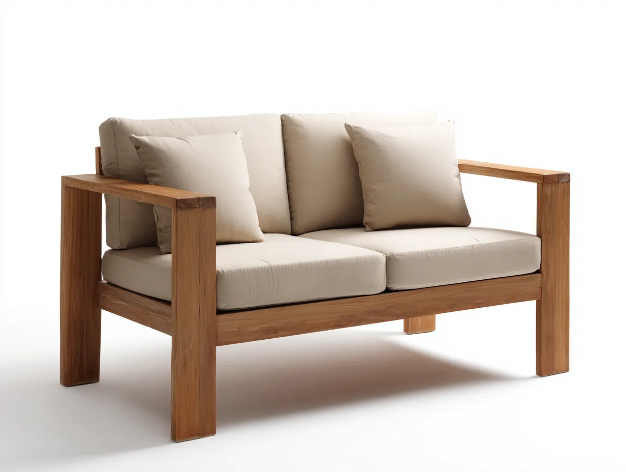 Sofa aus Teakholz 220×85×80 cm - Natur - Wohnzimmer mit zeitlosem Design-Sotatahaus