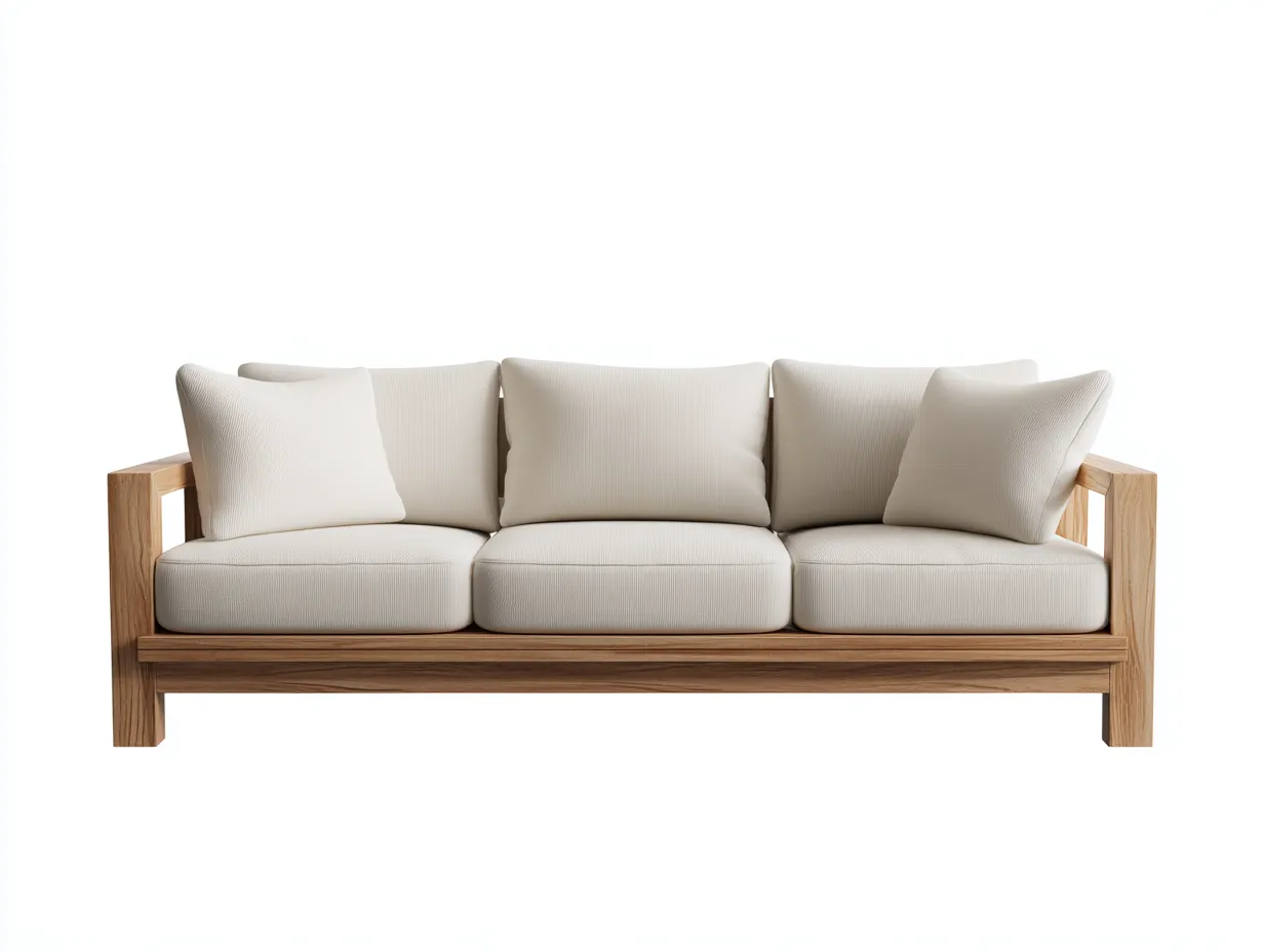 Sofa aus Holz 215×88×78 cm - weiß/braun - moderner Dreisitzer für das Wohnzimmer-Sotatahaus