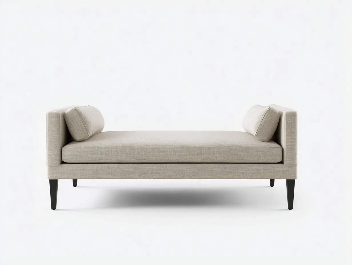 Lange Bank aus Stoff 190×76×72 cm - beige/schwarz - minimalistische Sitzbank für das Schlafzimmer-Sotatahaus