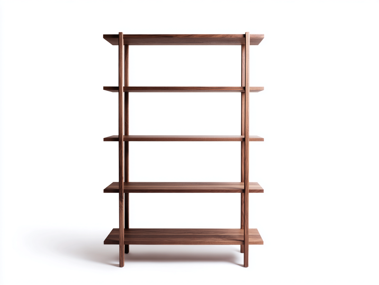 Bücherregal-Massivholz-110×35×185 cm-Walnussbraun-offenes Leiterdesign fürs Wohnzimmer-Monarainterior