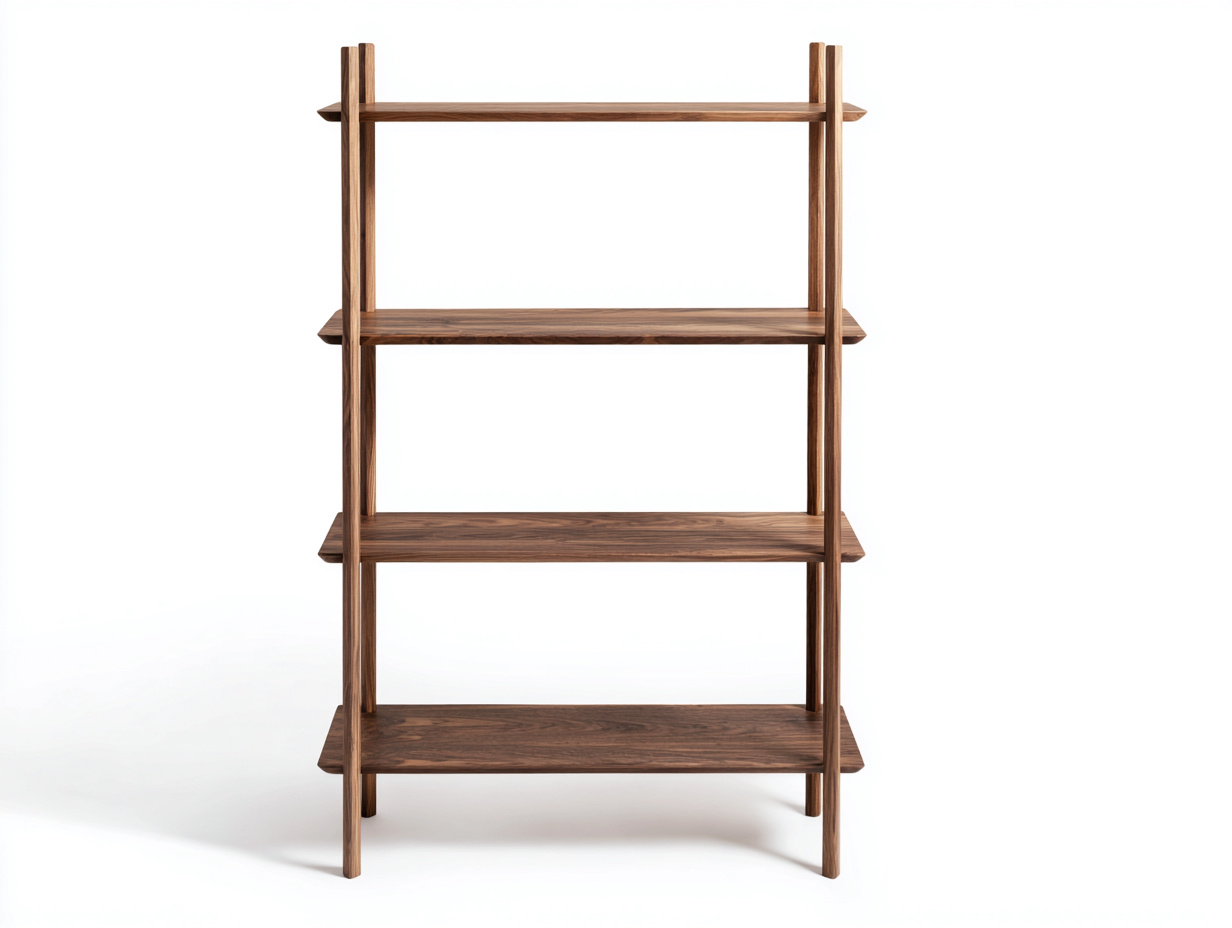 Bücherregal-Massivholz-100×38×180 cm-Dunkelbraun-vier überstehende Ablageböden für Wohnzimmer-Monarainterior