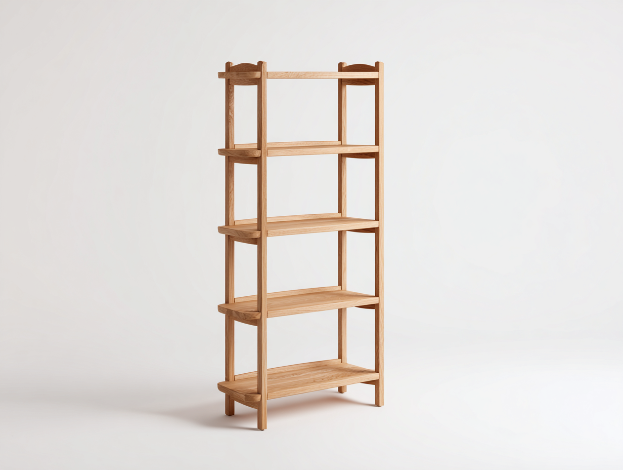 Bücherregal-Eichenholz-72×34×186 cm-Natur-offene Rahmenkonstruktion fürs Wohnzimmer-Monarainterior