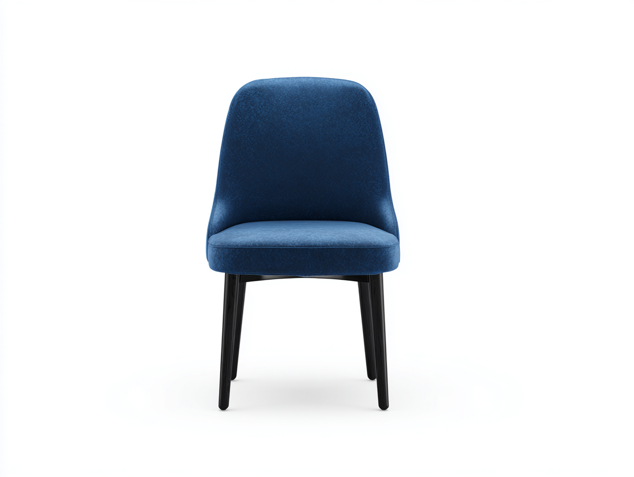 Esszimmerstuhl-Samt-Metall-54×59×88 cm-Dunkelblau/Schwarz-gepolsterte Hochlehne fürs Esszimmer-Monarainterior