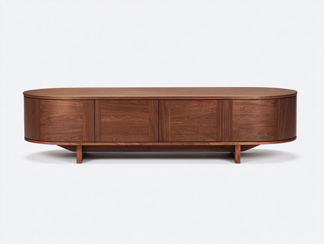 Lowboard-Holz-220×45×58 cm-Dunkelbraun-abgerundetes Design fürs Wohnzimmer-Monarainterior