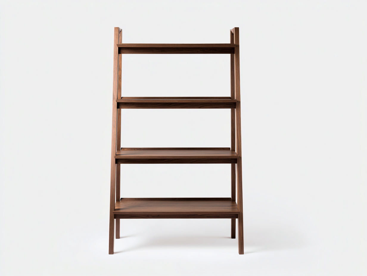 Bücherregal-Massives Walnussholz-80×36×180 cm-Nussbraun-vier eingefasste Böden im Stufenrahmen für Wohnzimmer-Monarainterior