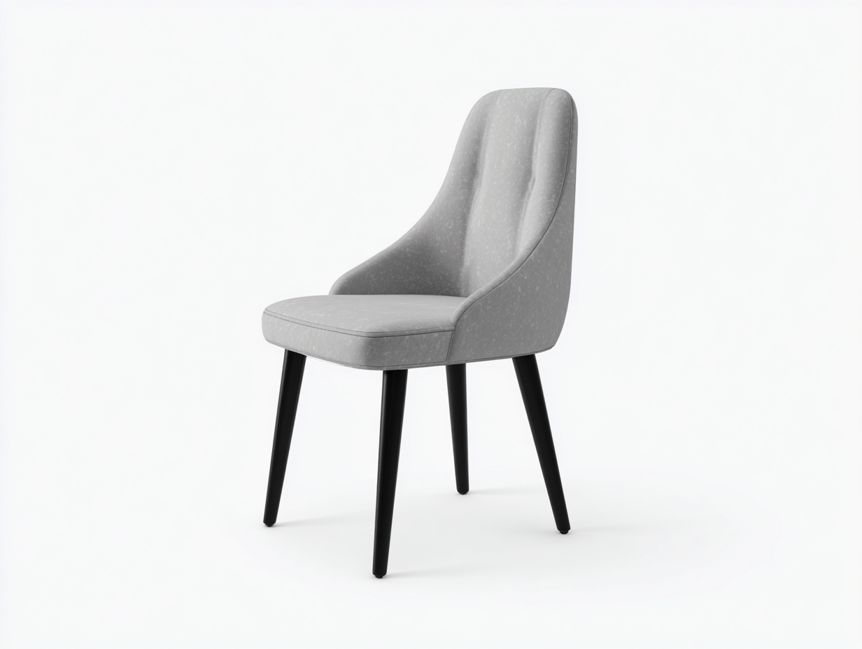 Esszimmerstuhl-Stoff-Metall-57×61×92 cm-Grau/Schwarz-hohe Konturrückenlehne fürs Esszimmer-Monarainterior