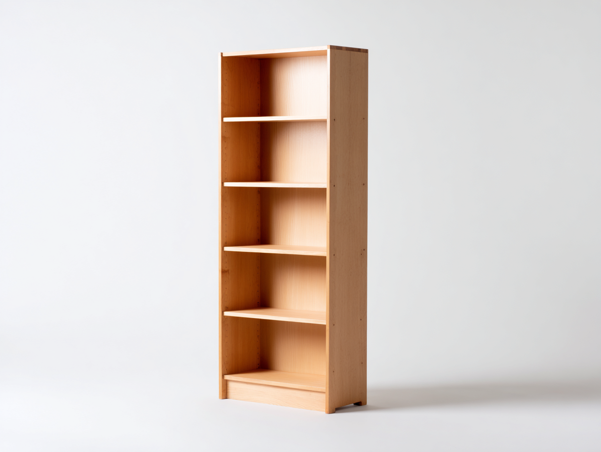 Bücherregal-Holz-68×30×180 cm-Natur-fünf offene Fächer fürs Wohnzimmer-Monarainterior