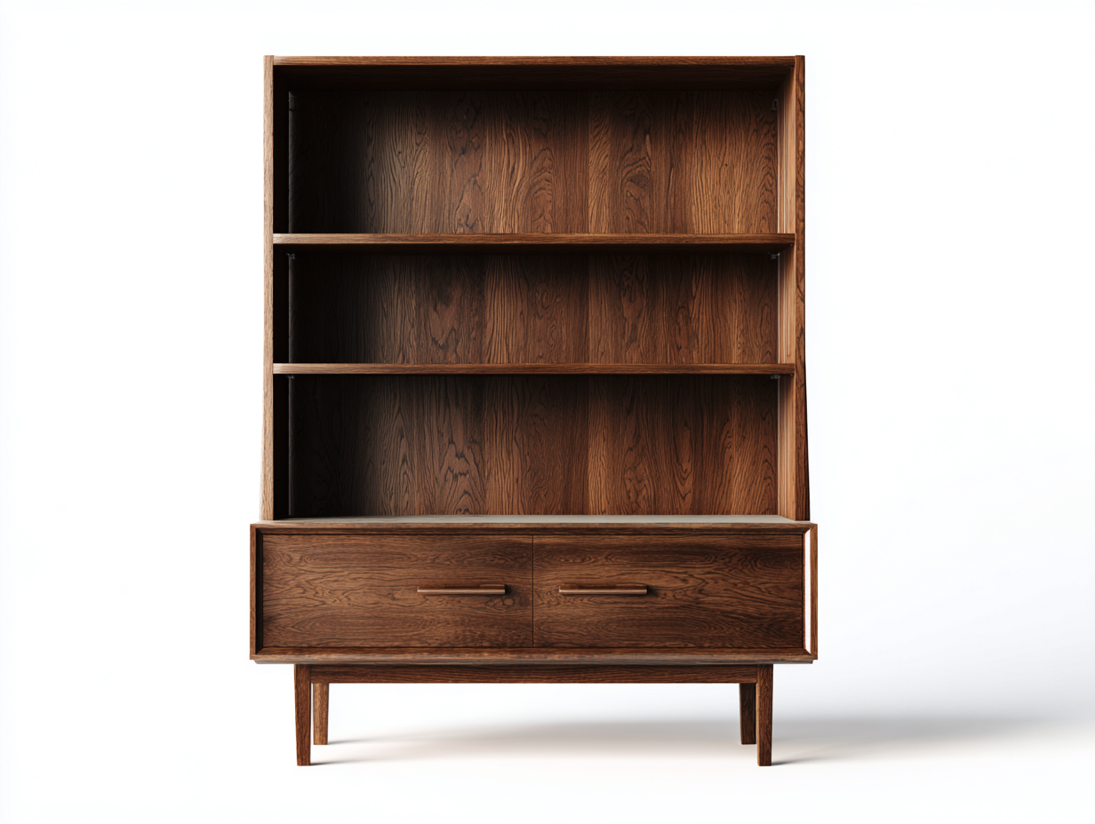 Bücherregal-Holz-96×38×186 cm-Dunkelbraun-offene Ablagen mit Schubladen fürs Wohnzimmer-Monarainterior
