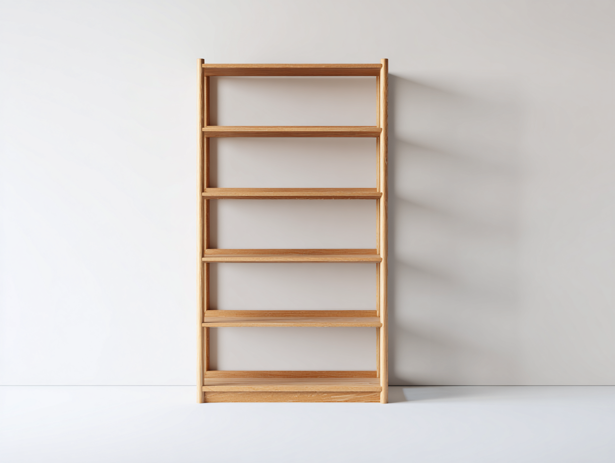 Bücherregal-Holz-80×30×190 cm-Naturbraun-fünf offene Ablageebenen für Wohnzimmer-Monarainterior