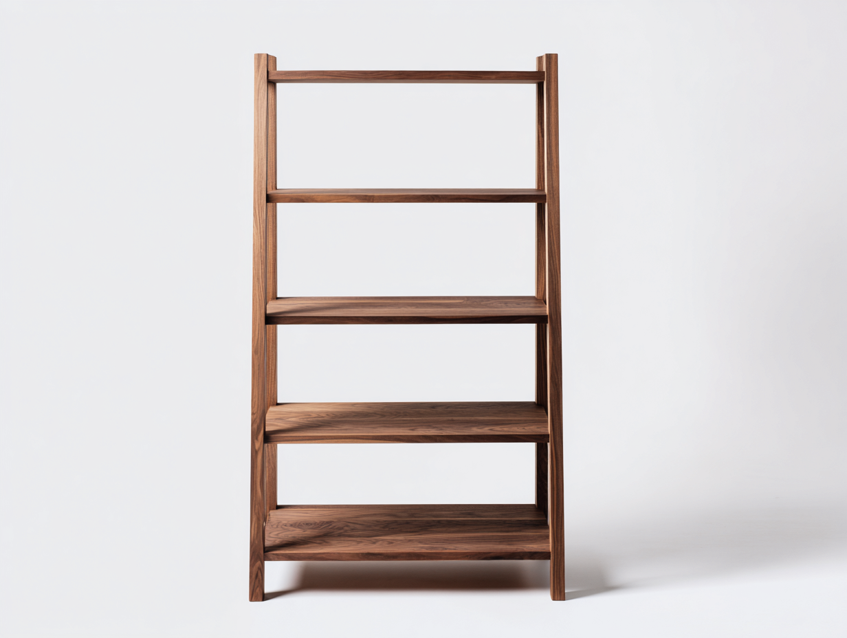 Bücherregal-Walnussholz-85×34×185 cm-Nussbraun-fünf offene Ebenen im Leiterstil für Wohnzimmer-Monarainterior