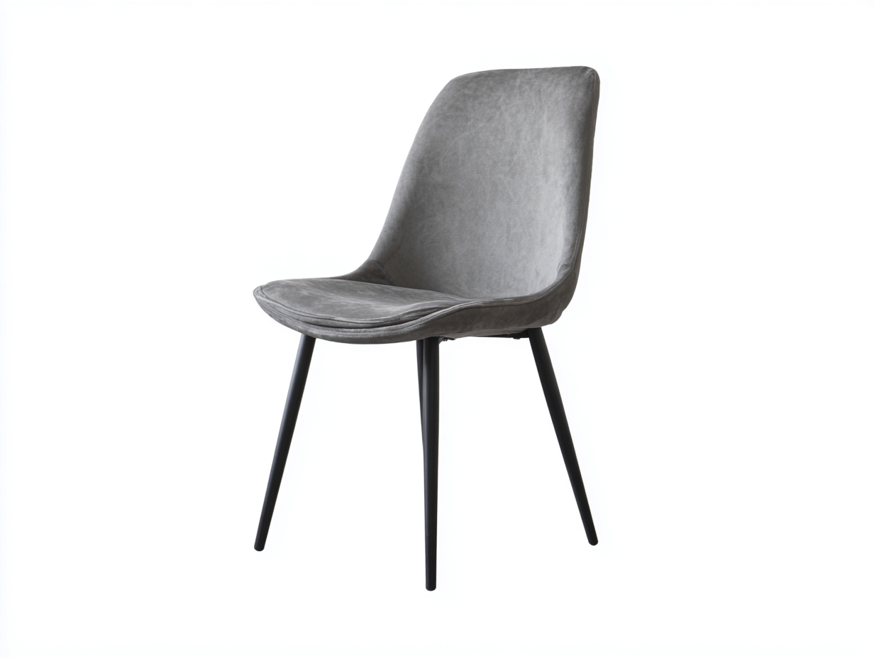 Esszimmerstuhl-Samt-Metall-55×60×91 cm-Grau/Schwarz-schlanke Polsterschale fürs Esszimmer-Monarainterior