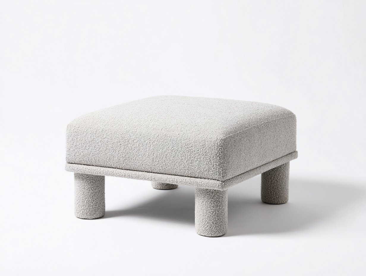 Sitzhocker 65 × 65 × 43 cm Hellgrau – gepolsterte Fußauflage im modernen Stil-Janorvihaus