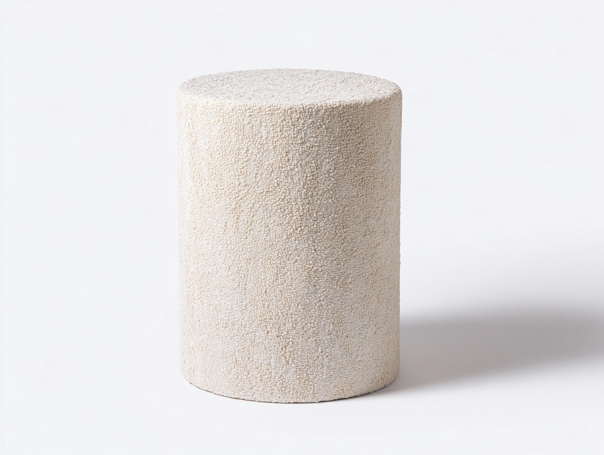 Sitzhocker Ø 42 × 48 cm Creme – gepolstertes Bouclé für das Wohnzimmer-Janorvihaus