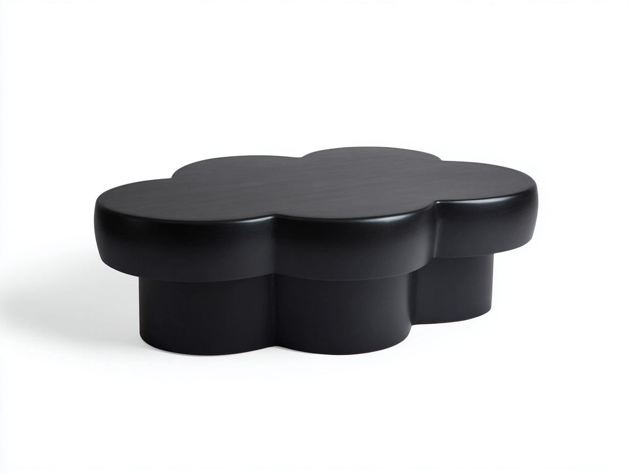 Couchtisch aus Holzwerkstoff 105 × 80 × 42 cm – Schwarz – organische Blütenform-Janorvihaus