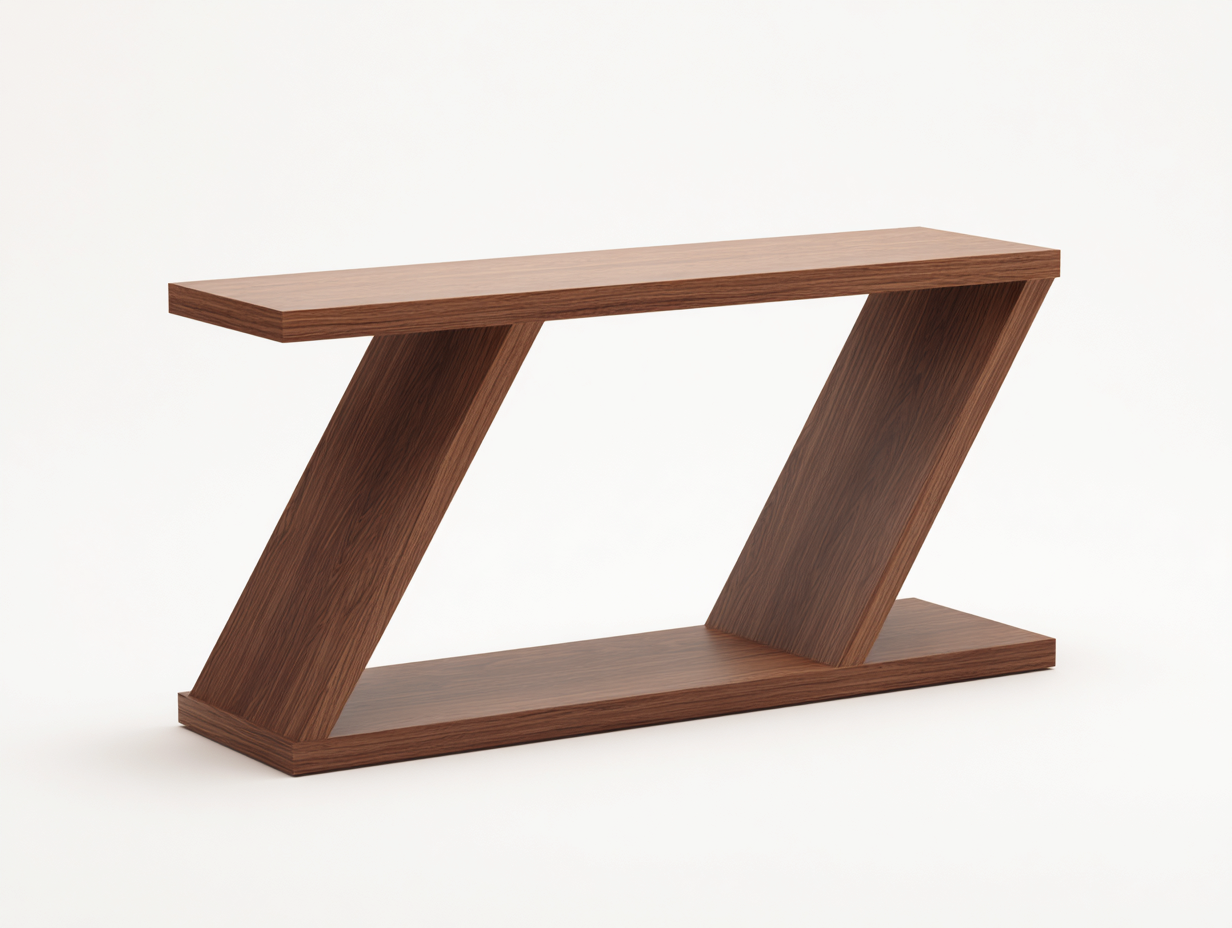 Eingangstisch 125 × 32 × 80 cm Walnussbraun – Z-Gestell mit breiter Bodenplatte im modernen Stil-Janorvihaus