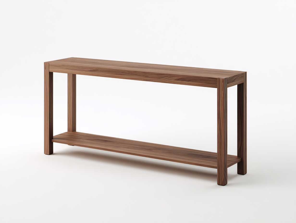 Eingangstisch aus Holzwerkstoff 150 × 35 × 80 cm – Dunkles Walnussbraun – mit unterem Ablageboden-Janorvihaus