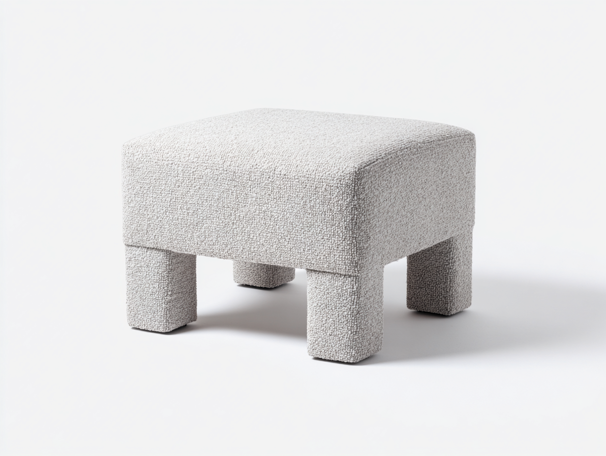 Sitzhocker mit Strukturstoff 60 × 52 × 46 cm – Hellgrau – kubisch mit Vierkantfüßen-Janorvihaus