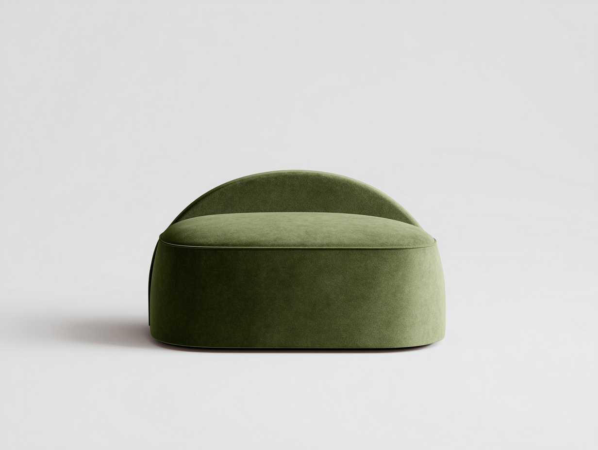 Sitzhocker 80 × 65 × 62 cm Olivgrün – Samt mit gebogener Rückenstütze-Janorvihaus