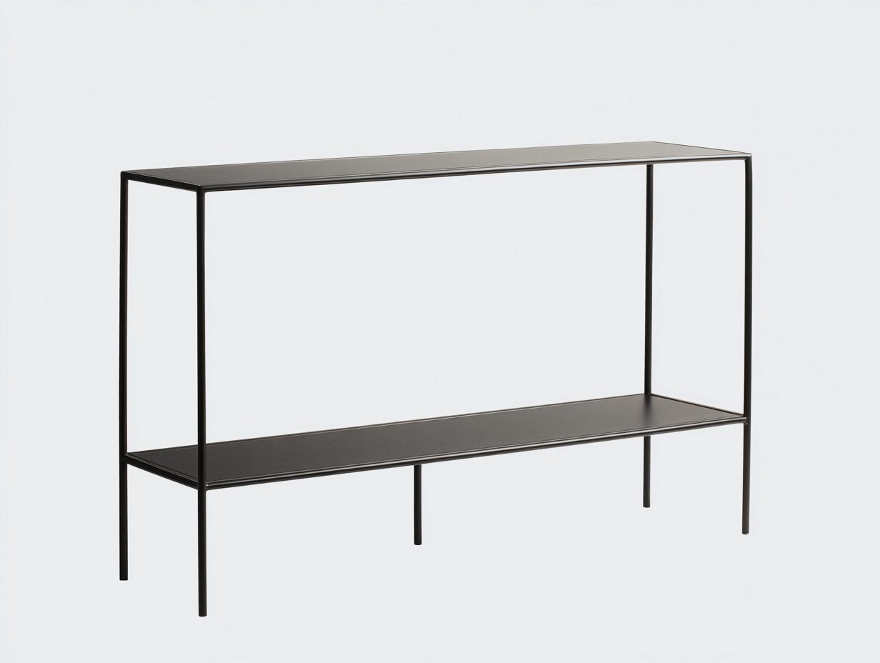 Eingangstisch aus Metall 145 × 32 × 80 cm – Mattschwarz – mit Ablageboden und Mittelstützen-Janorvihaus