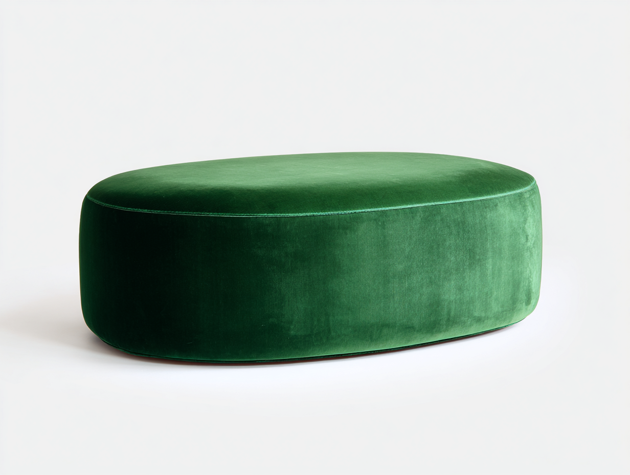 Sitzhocker mit Samtpolster 110 × 72 × 40 cm – Smaragdgrün – breite Ovalform-Janorvihaus