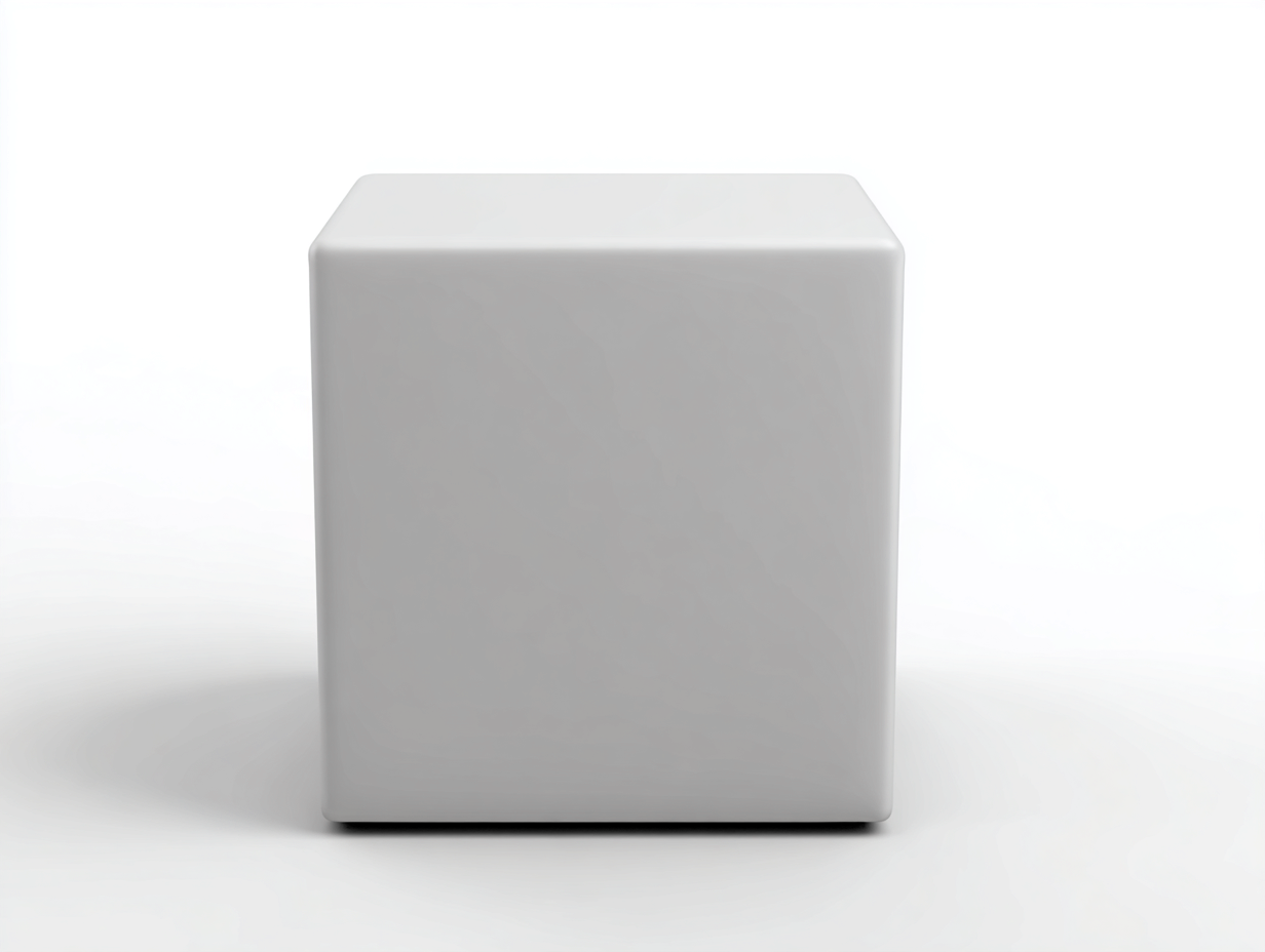 Sitzhocker 42 × 42 × 48 cm Weiß – glatter Kunstlederbezug im Kubusdesign-Janorvihaus