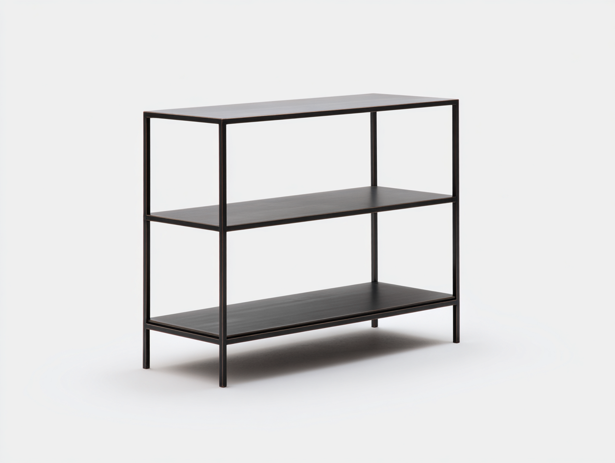 Eingangstisch 100 × 35 × 85 cm Schwarz – Metallrahmen mit drei Ablageebenen im Industrie-Stil-Janorvihaus
