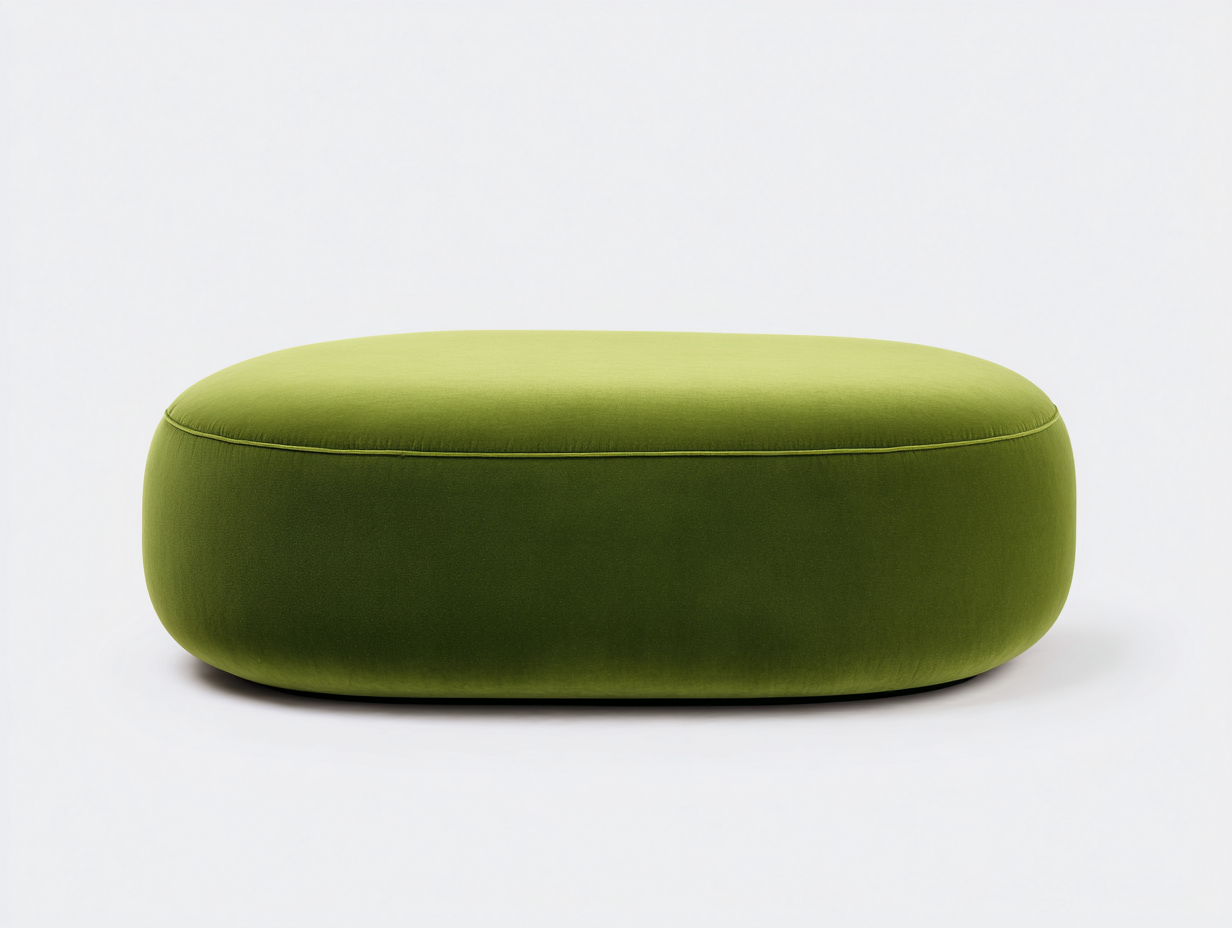 Sitzhocker mit Samtbezug 100 × 70 × 42 cm – Avocadogrün – gepolsterte Ovalform-Janorvihaus