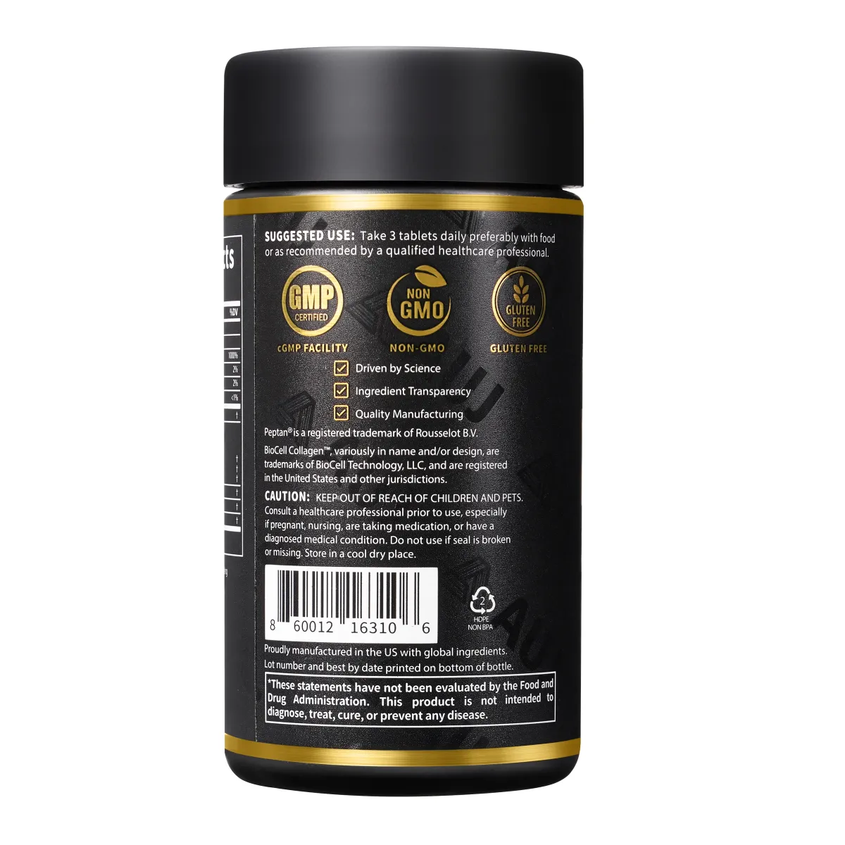 AUJ suggested use, ingredients and cautions label