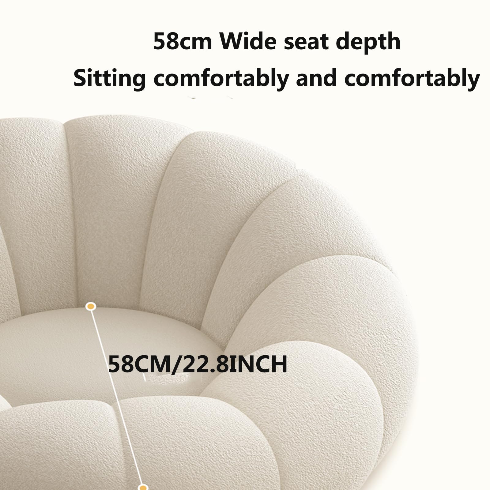 Oversized Pumpkin Accent Chair – 42" Floor Sofa with Memory Foam & Ottoman, No Assembly