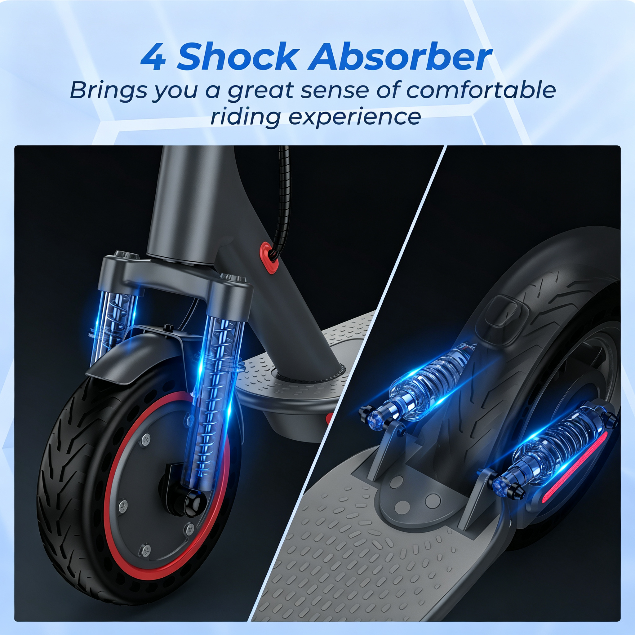 Electric Scooter - 350W/500W Motor, 8.5"/10''Solid Tires, Up to 19/22MPH& 16/21/23Miles Long-Range Portable Commuting Scooter for Adults with Double Braking System, App