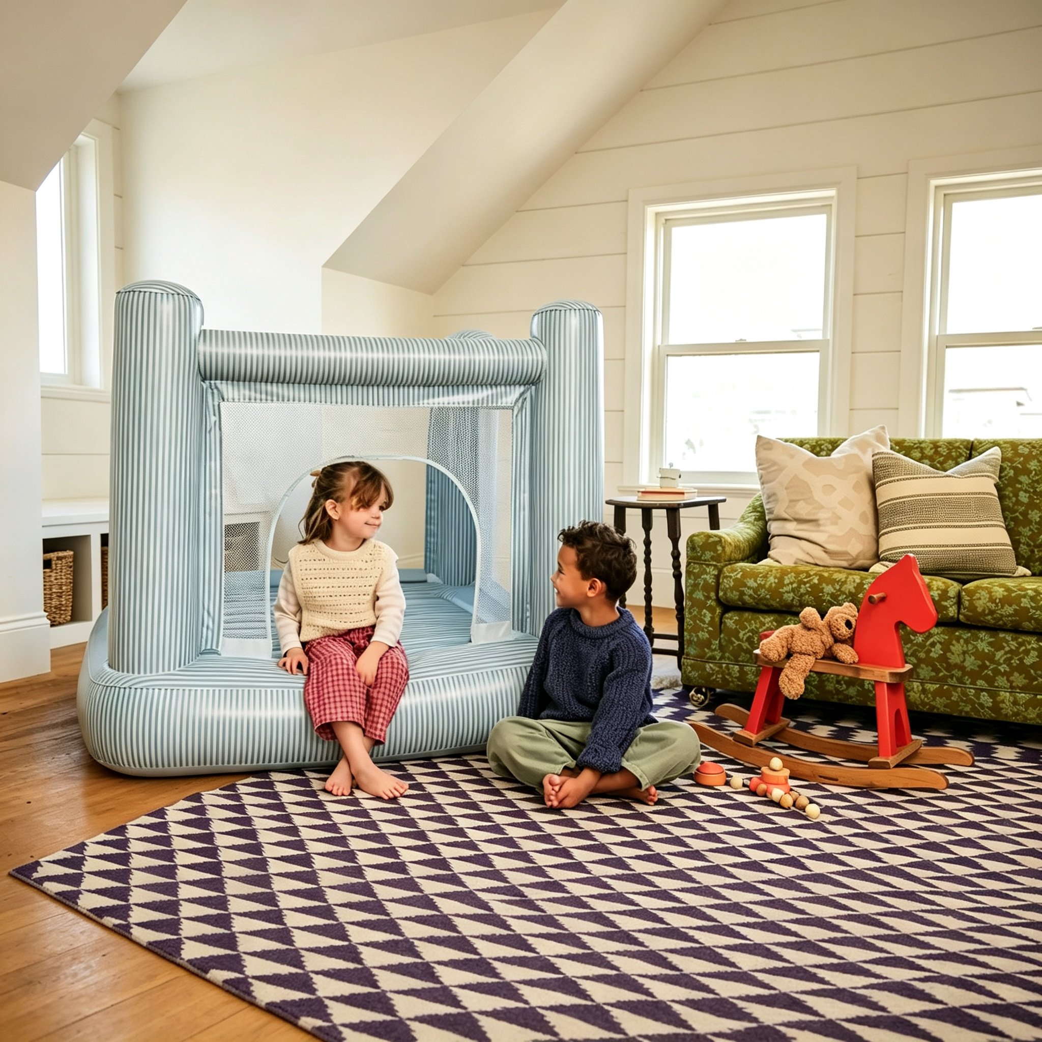 Mini Bounce House,Jumping House for Indoor Play, Bouncy Castle for Toddlers & Kids 3-6, Easy Set Up & Storage
