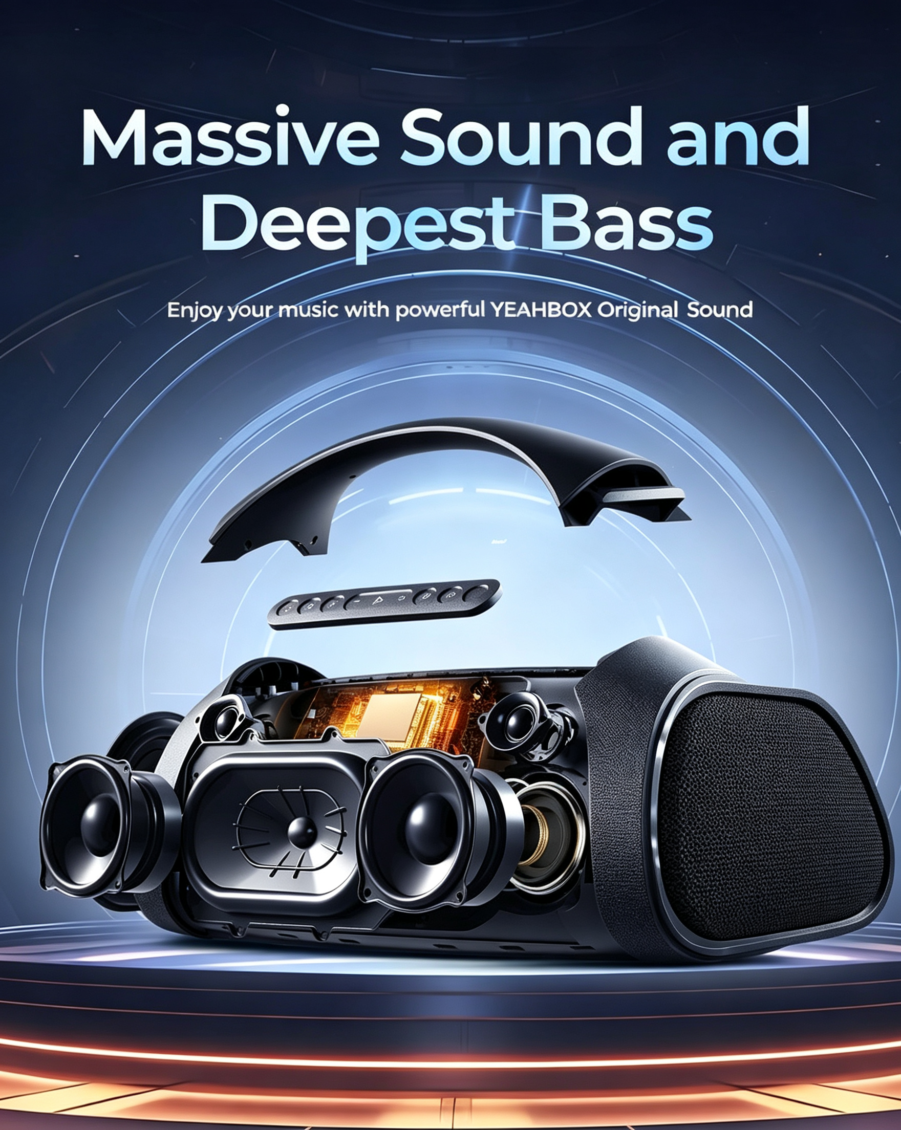 Large Bluetooth Speaker Loud, Massive Bass, IPX66 Waterproof Party Portable Speaker with Subwoofer/EQ/Fast Charge, Outdoor Wireless Speakers