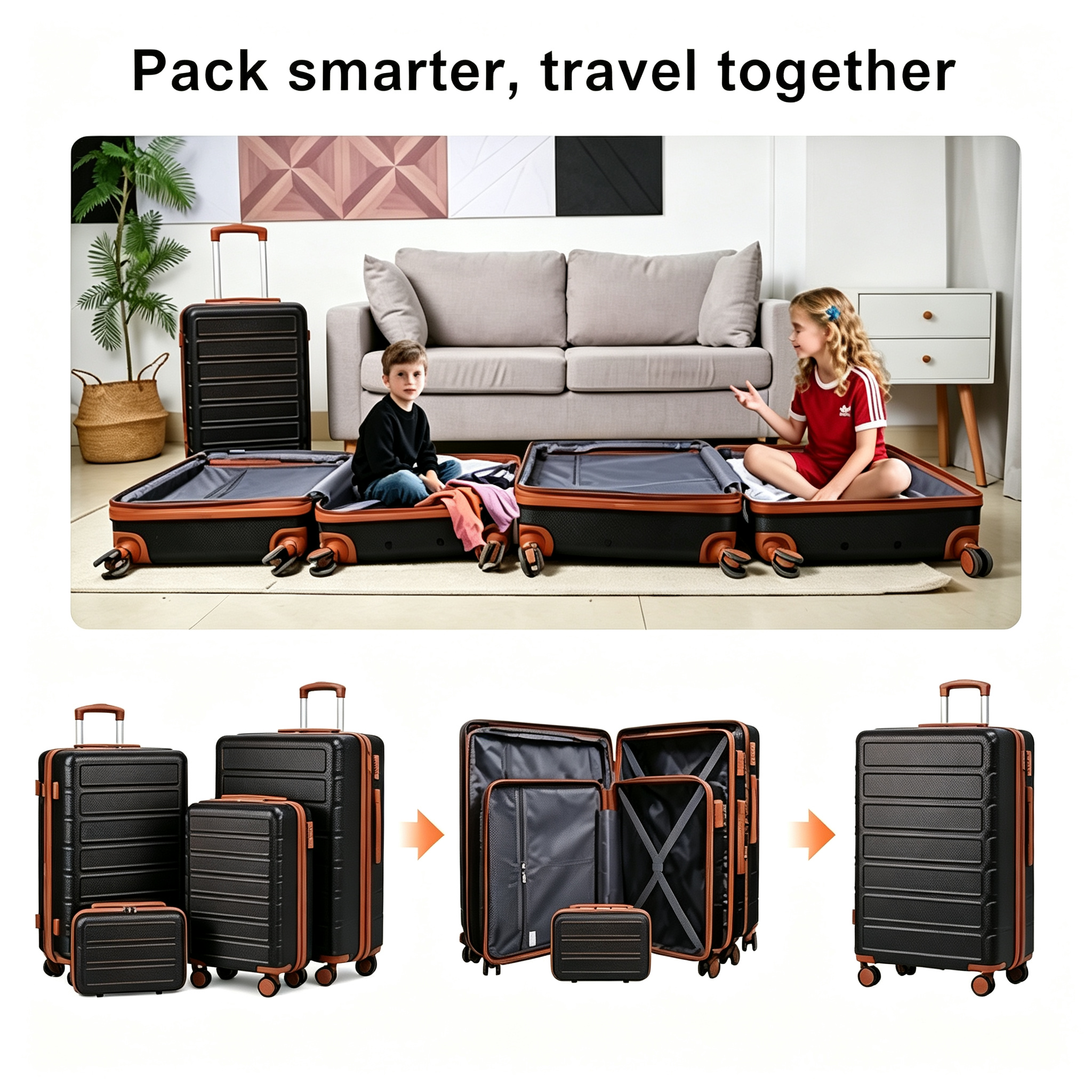4 Piece Luggage Set Expandable ABS Travel Suitcase Set TSA Lock Hardshell Durable Lightweight Traveling Luggage Sets Gift for Back to School (28in26in20in13in)
