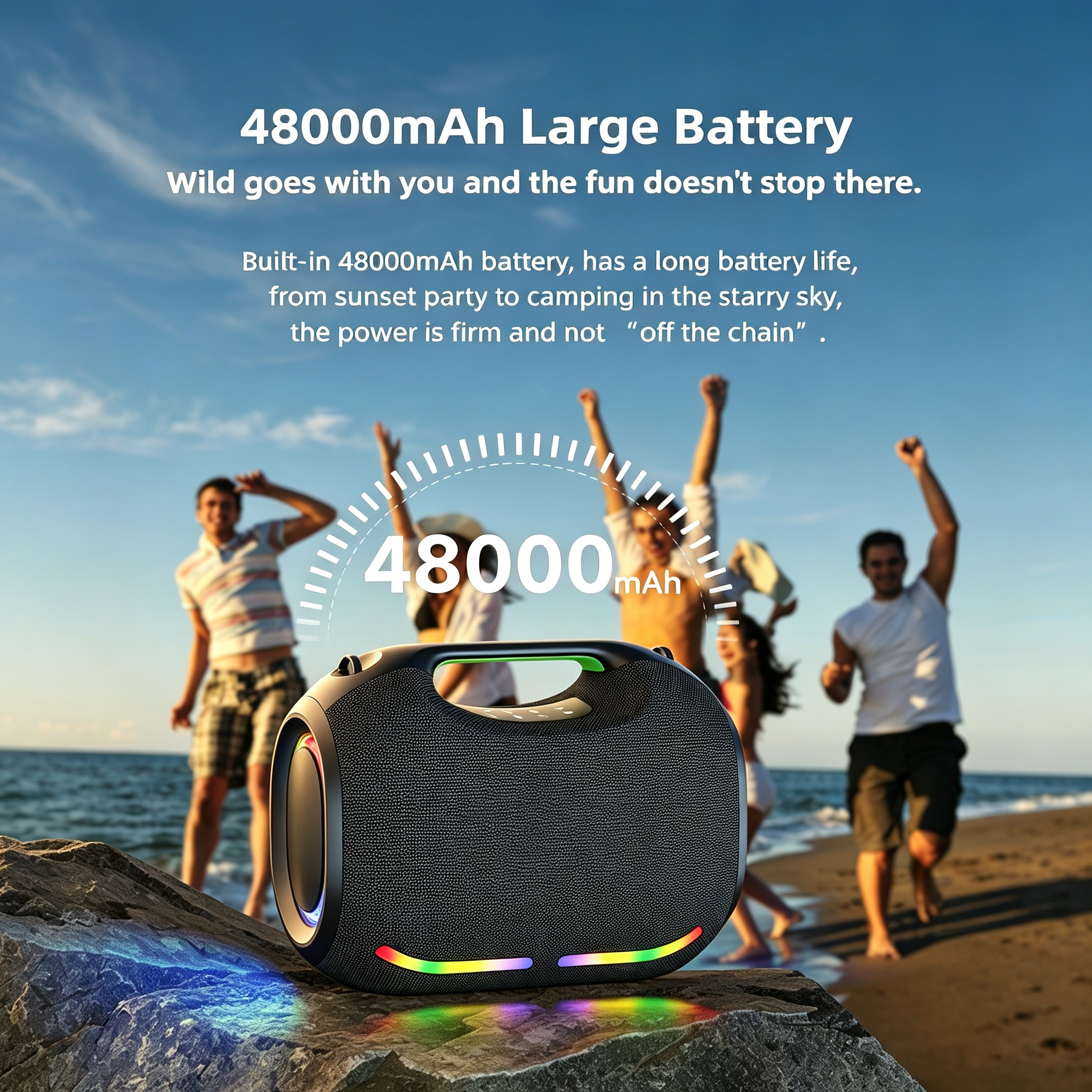 250W High Volume Portable Blue Tooth Audio Speaker Outdoor Waterproof Wireless Subwoofer Suporrt USB/TF/AUX RGB Light.