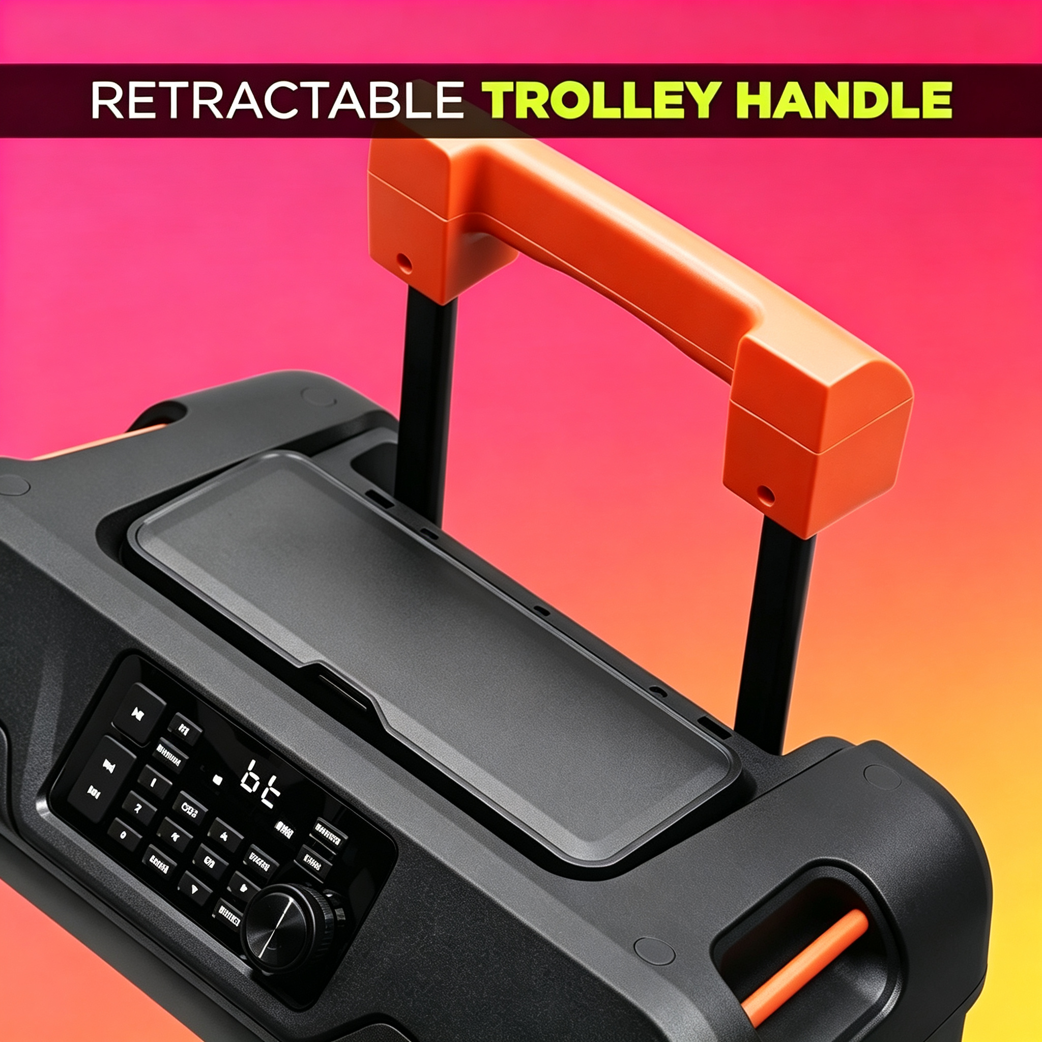 Portable Bluetooth Speaker with 14” 1080P Display, 150W Peak Power,, IPX4 Water Resistance & Built-in Trolley Handle
