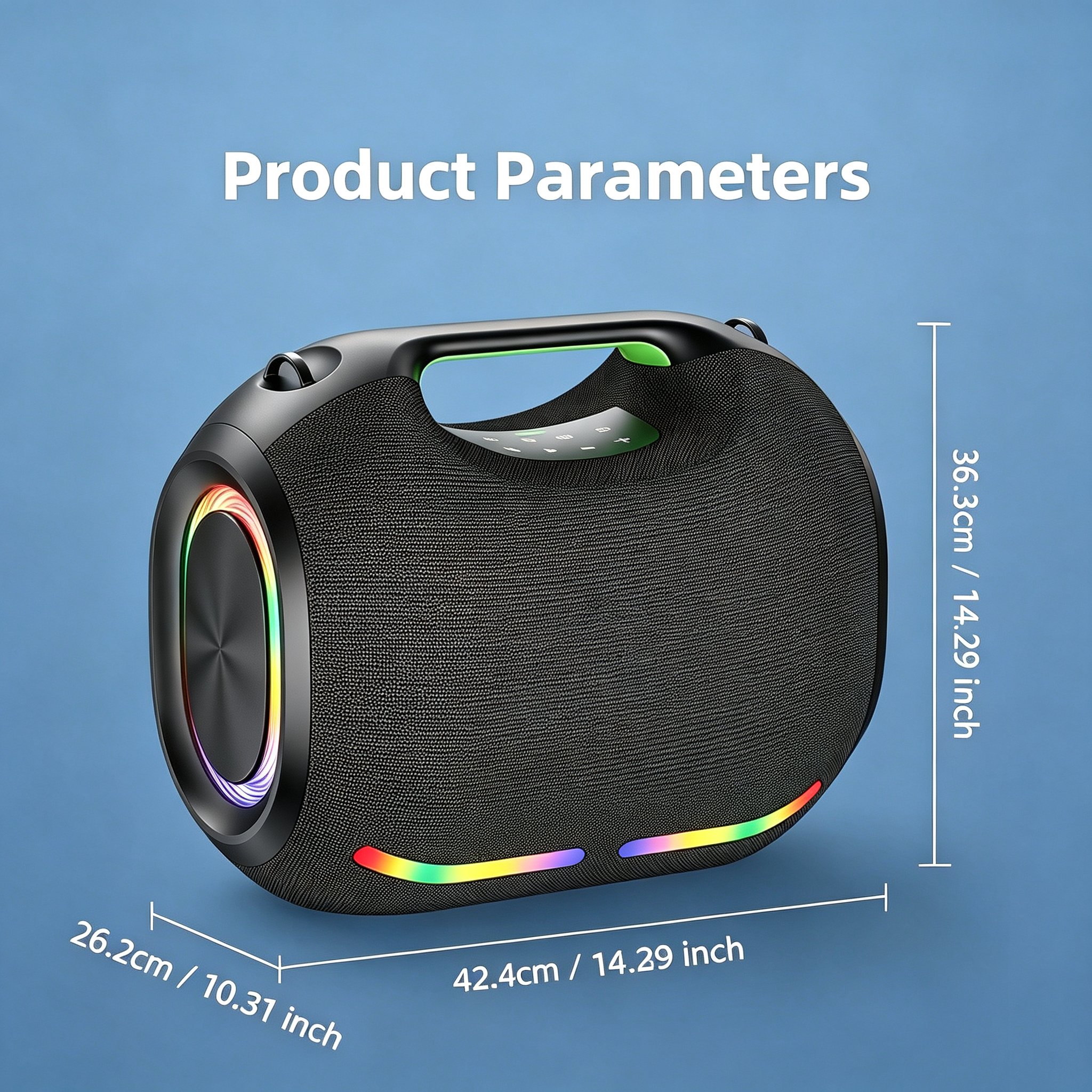 250W High Volume Portable Blue Tooth Audio Speaker Outdoor Waterproof Wireless Subwoofer Suporrt USB/TF/AUX RGB Light.