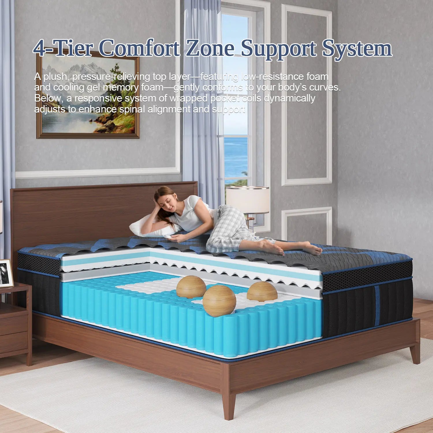 12"/14" Hybrid Mattress in a Box | Memory Foam & Pocket Springs | Medium Firm | Lumbar Support