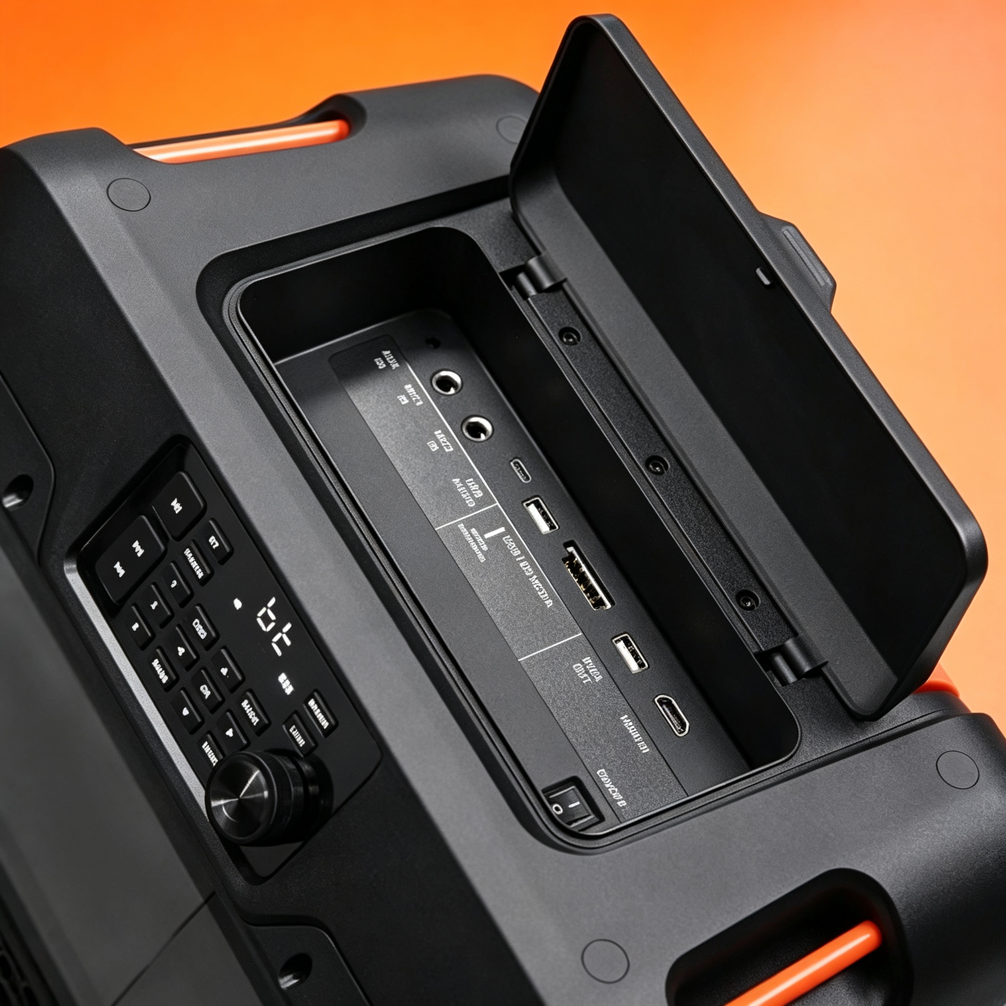 Portable Bluetooth Speaker with 14” 1080P Display, 150W Peak Power,, IPX4 Water Resistance & Built-in Trolley Handle