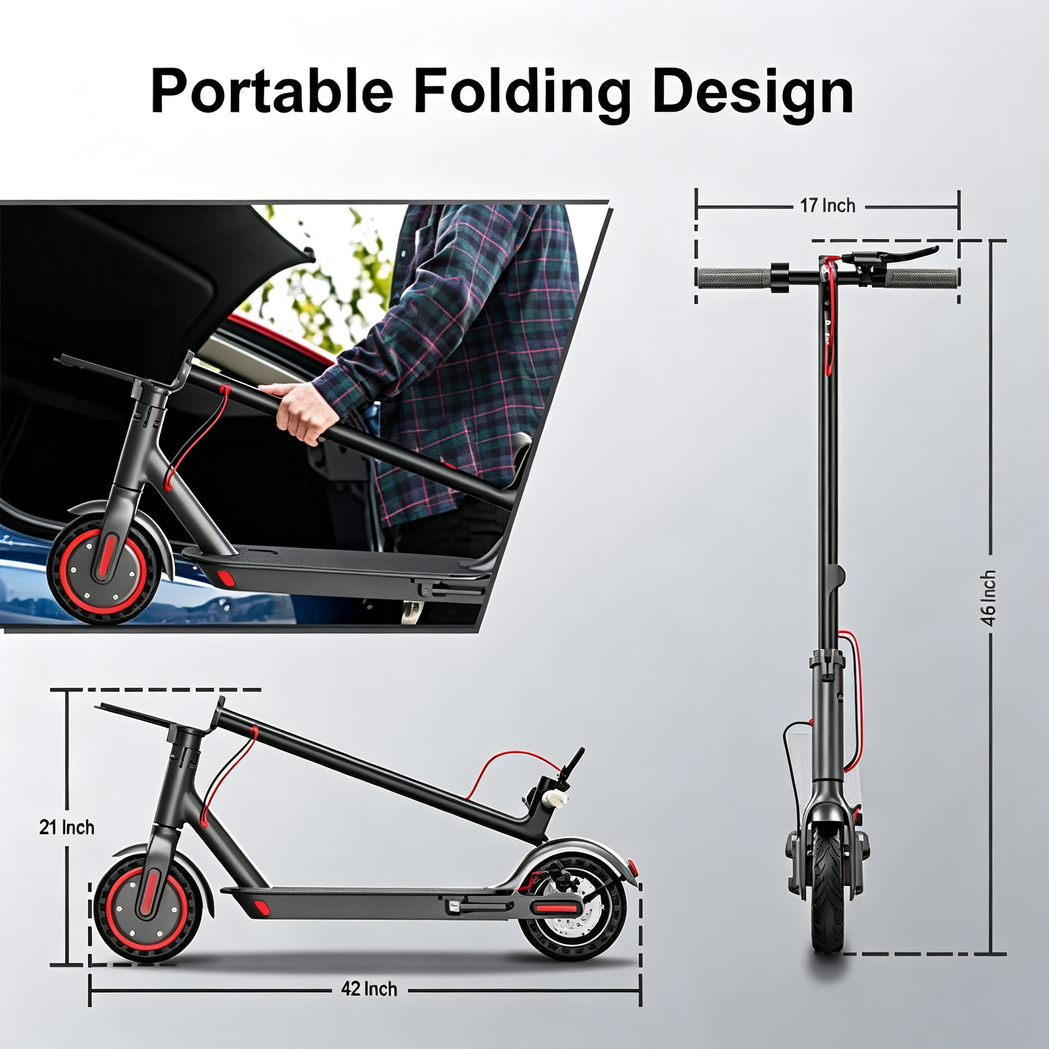Electric Scooter - 350W/500W Motor, 8.5"/10''Solid Tires, Up to 19/22MPH& 16/21/23Miles Long-Range Portable Commuting Scooter for Adults with Double Braking System, App
