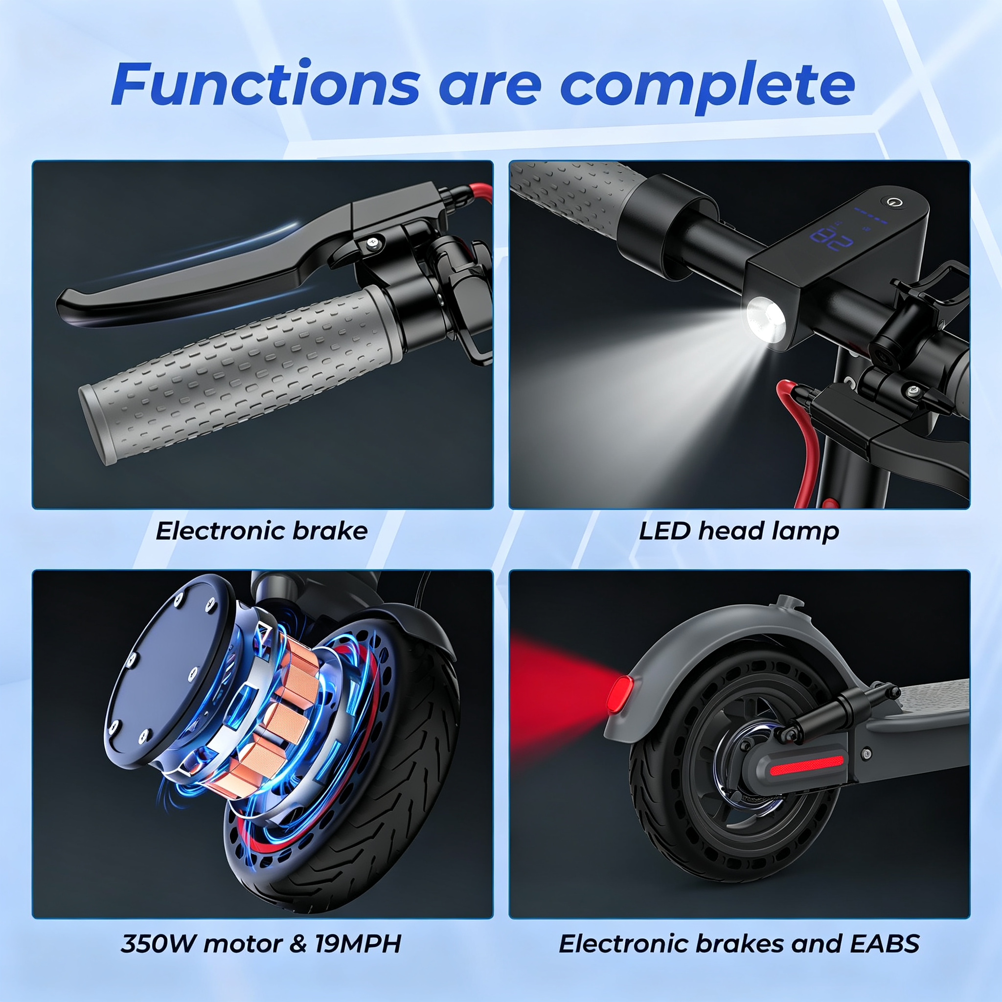 Electric Scooter - 350W/500W Motor, 8.5"/10''Solid Tires, Up to 19/22MPH& 16/21/23Miles Long-Range Portable Commuting Scooter for Adults with Double Braking System, App