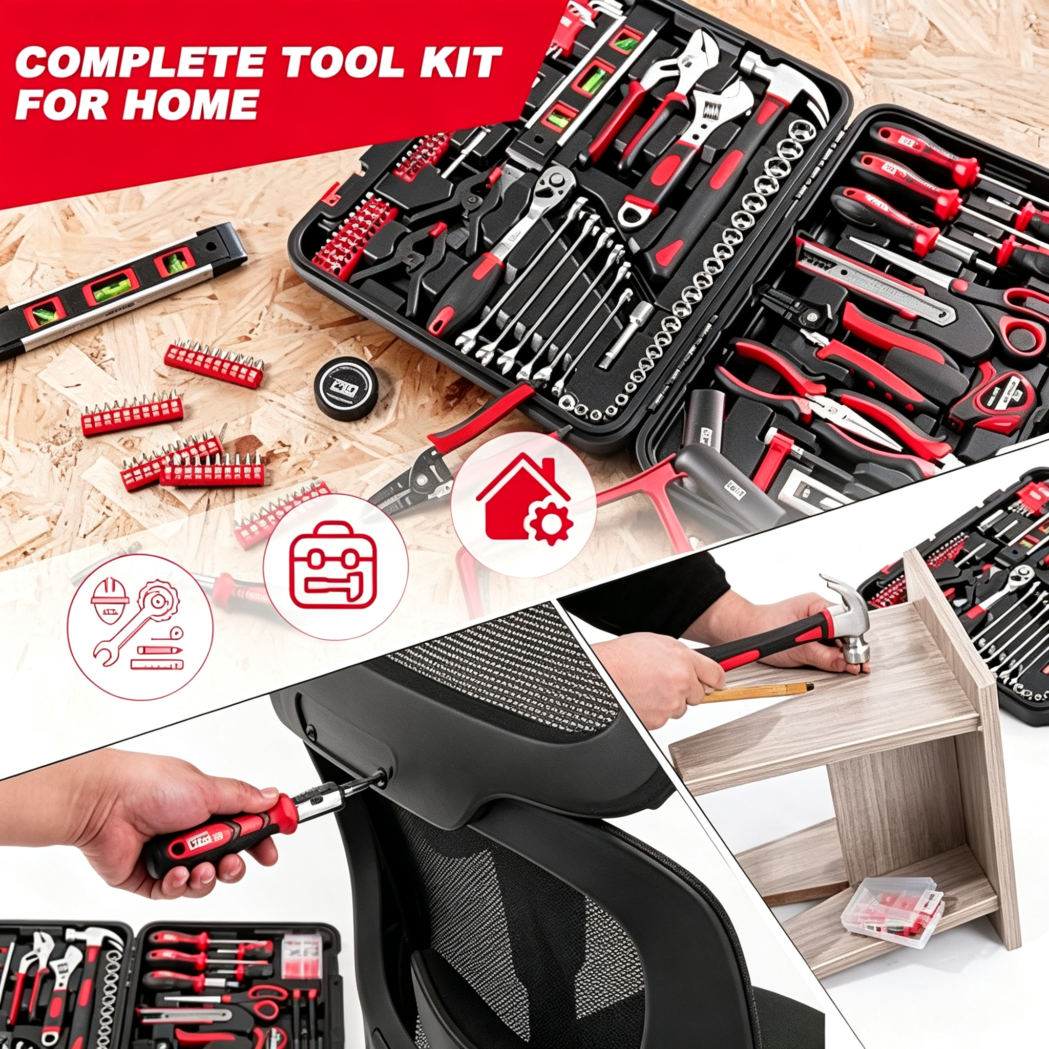 259-Piece Home Tool Kit with Portable Storage Box