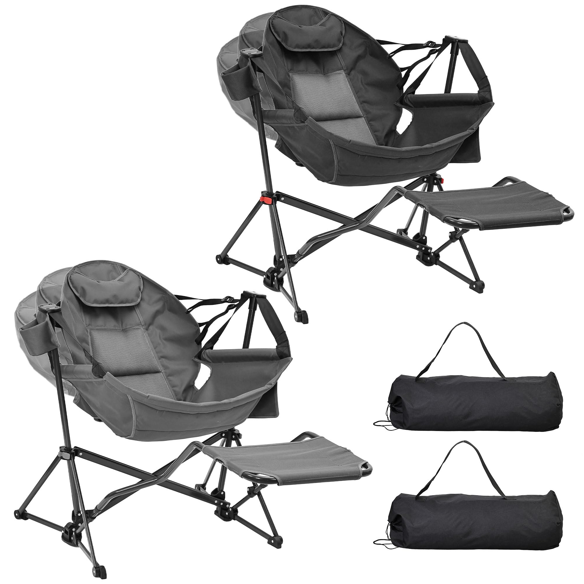 Hammock Chair with Footrest, Oversized Swinging Portable Folding Camping Chairs for Adults Outside Swinging Camp with Cup Holder Pillow for Outdoor Patio Lawn