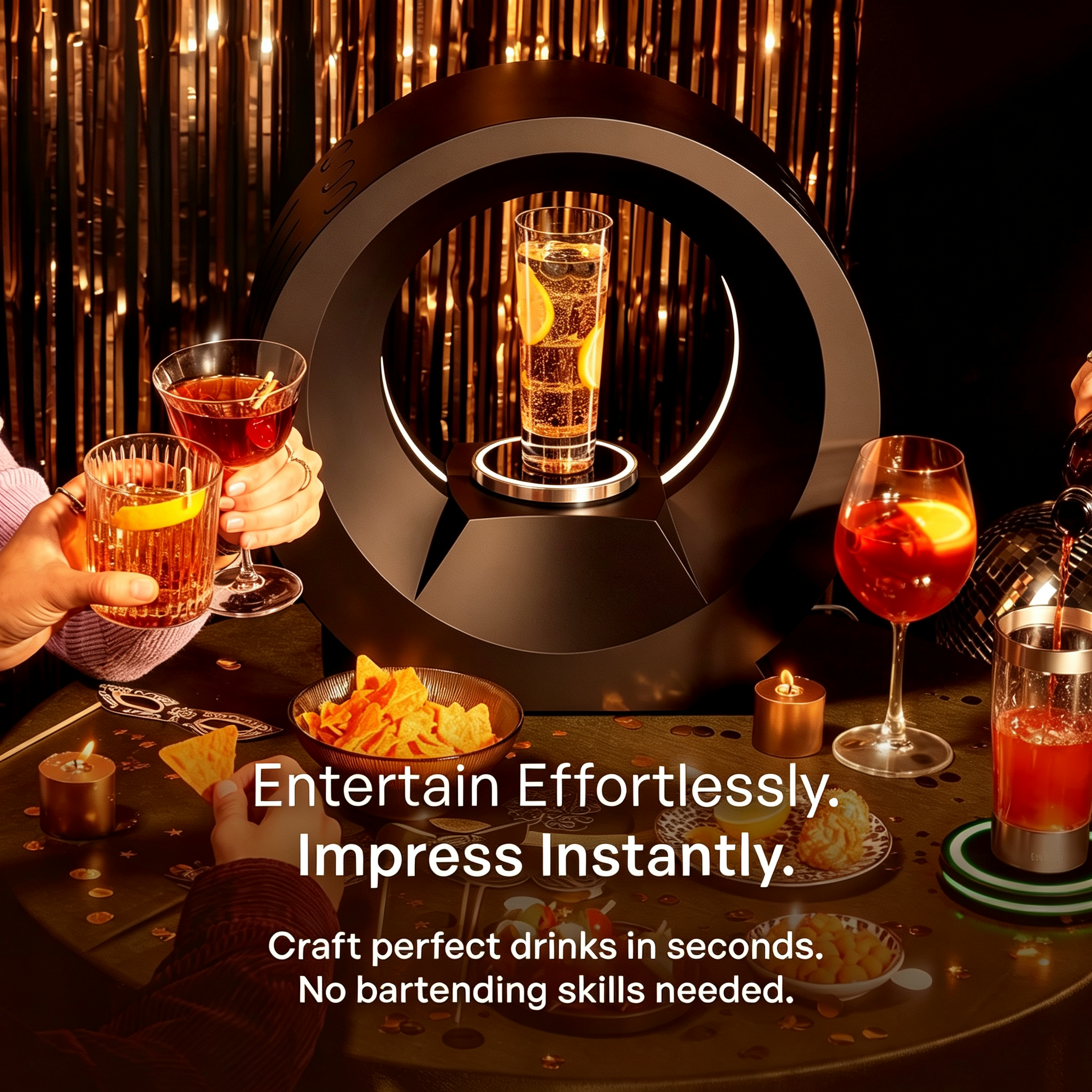 360 Cocktail Maker Machine (Black) : Drink Maker for Cocktails, Mixed Drinks, and Mocktails