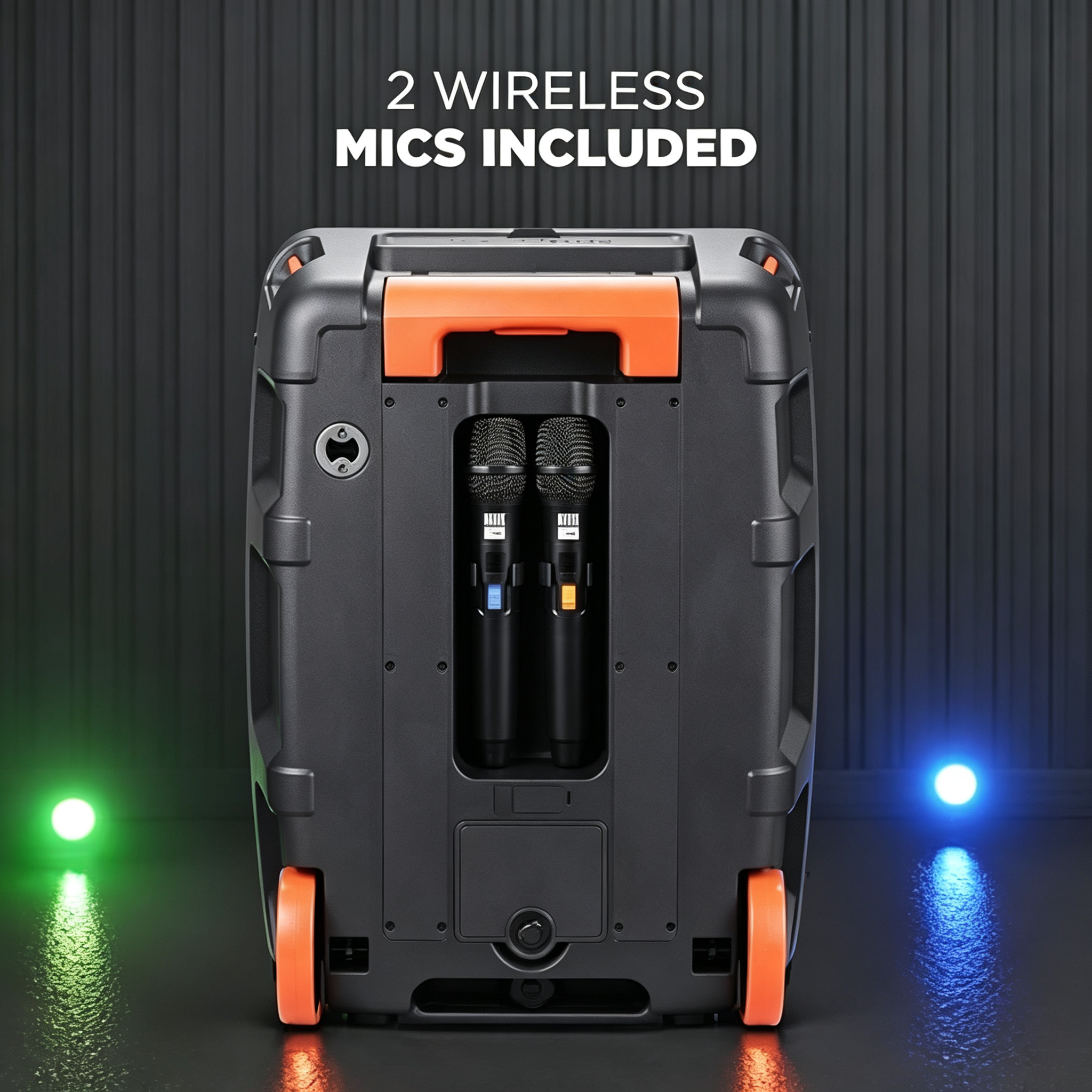 Portable Bluetooth Speaker with 14” 1080P Display, 150W Peak Power,, IPX4 Water Resistance & Built-in Trolley Handle