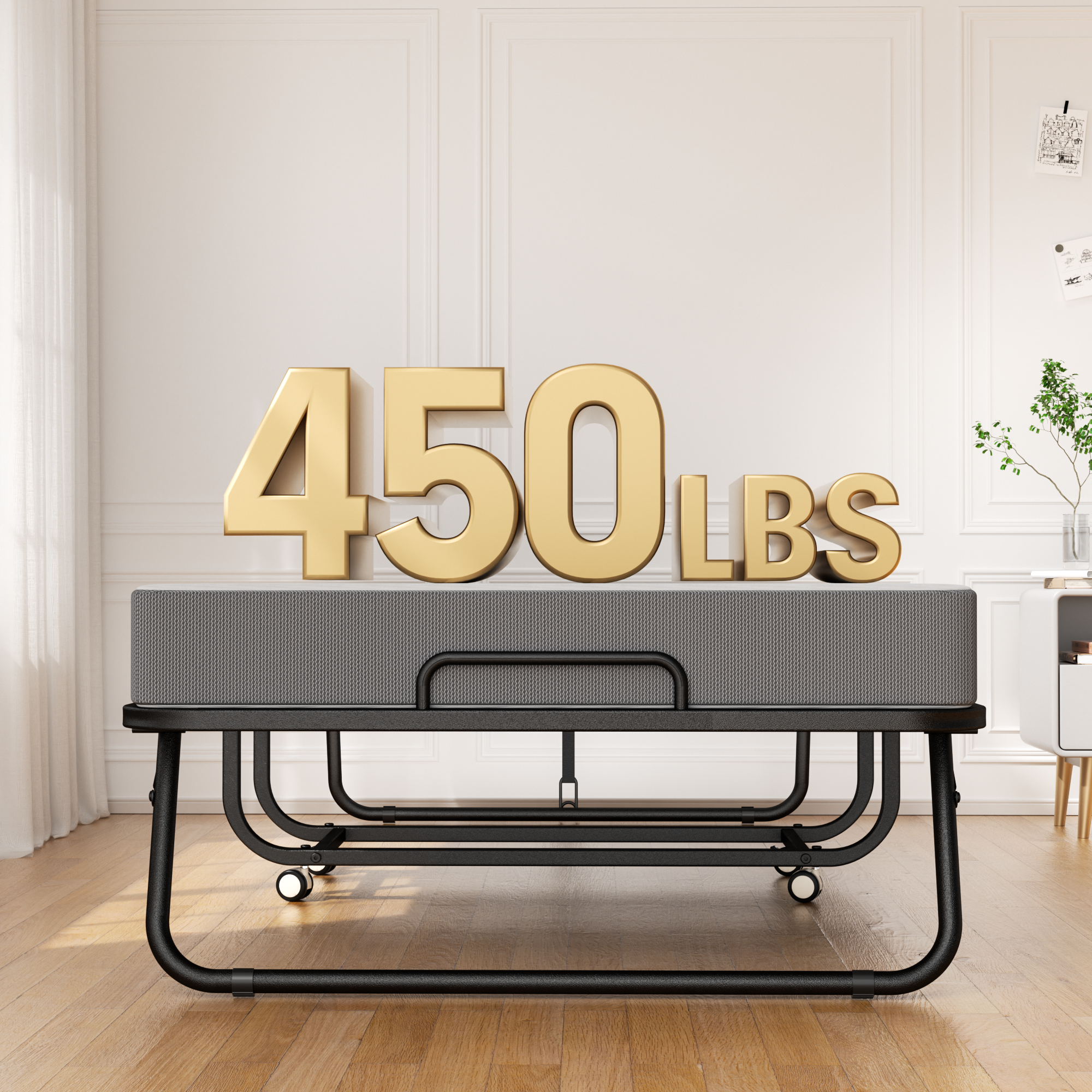 Folding Bed with Mattress, Roll Away Beds with Mattress for Adults, Single Cot Foldable Rollaway Beds, 75" x 31" Portable Bed for Easy Storage, Strong Frame for Guest Room, Small Apartment