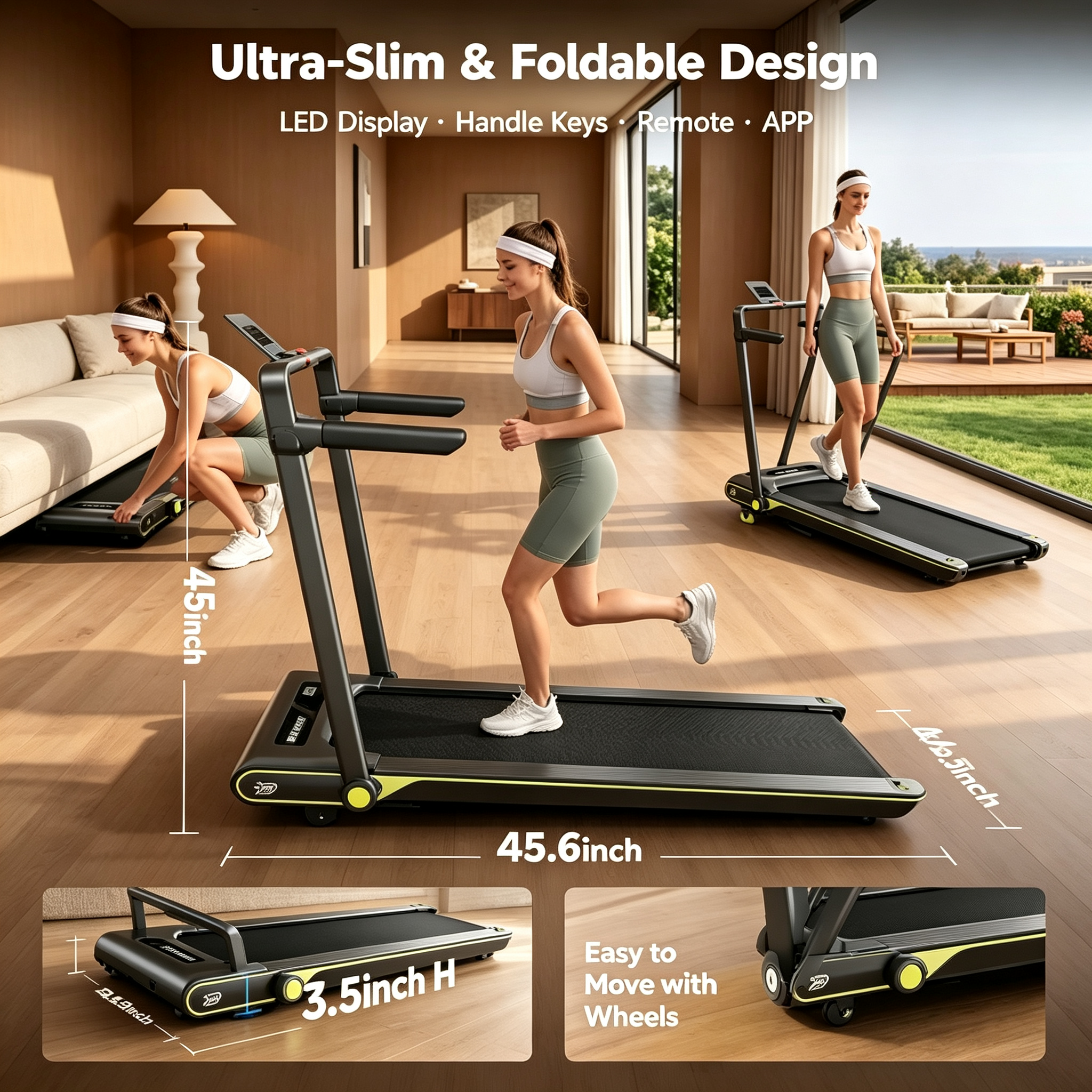 Walking Pad with 14% Incline Under Desk Treadmill for Home & Office