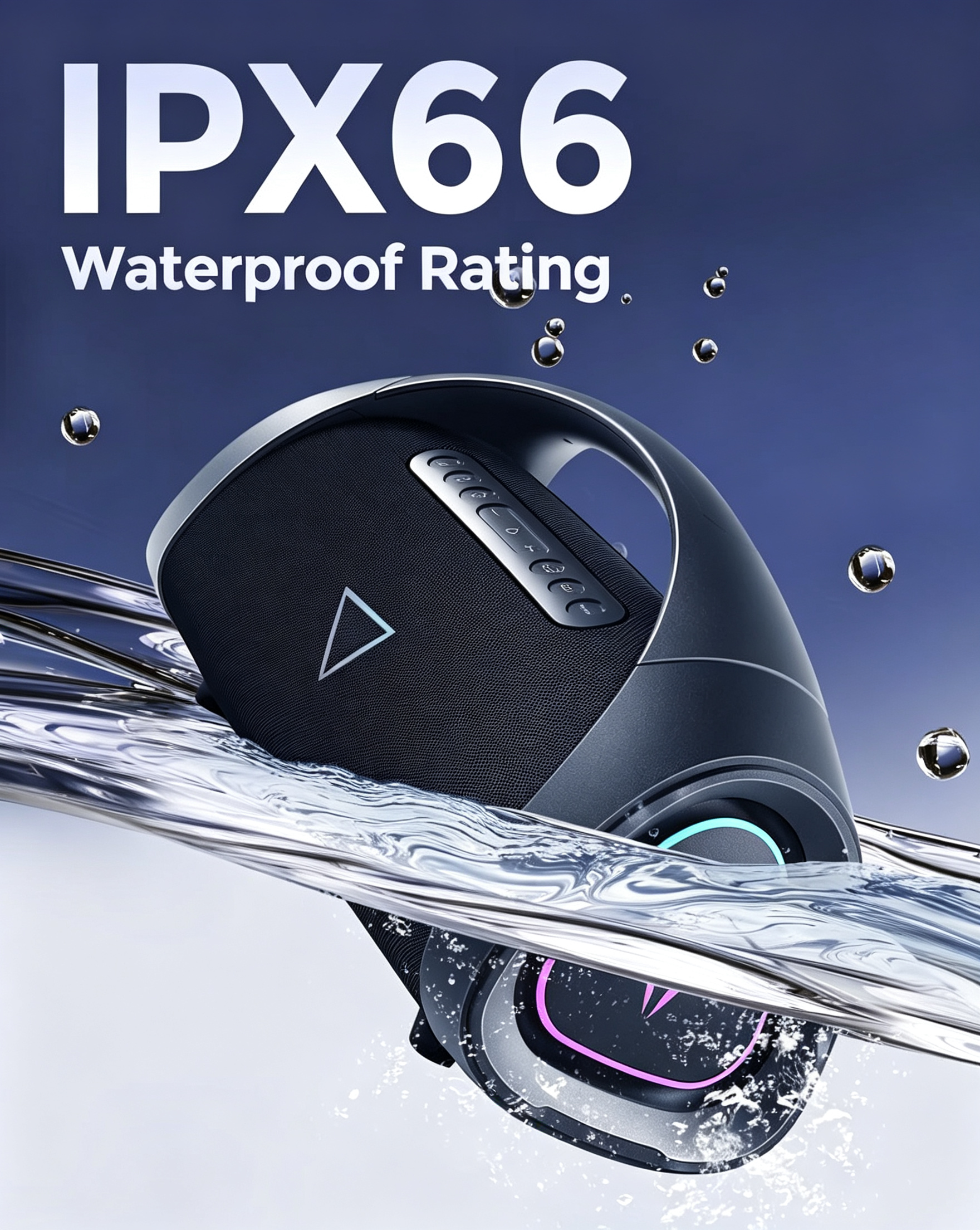 Large Bluetooth Speaker Loud, Massive Bass, IPX66 Waterproof Party Portable Speaker with Subwoofer/EQ/Fast Charge, Outdoor Wireless Speakers