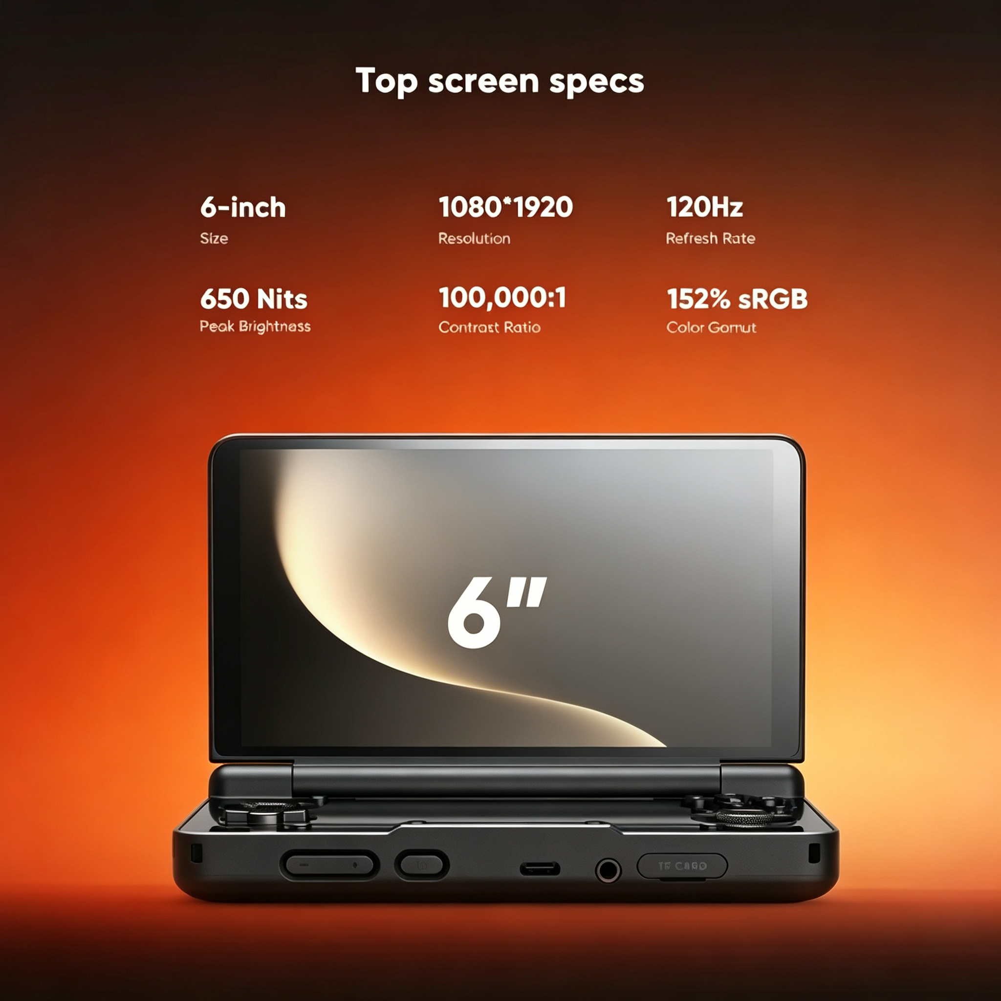Handheld Gaming Console 6-inch Dual-Screen Touch Screen Color Display Android 14 Wi-Fi Full HD Built-in 10000 Games PSP