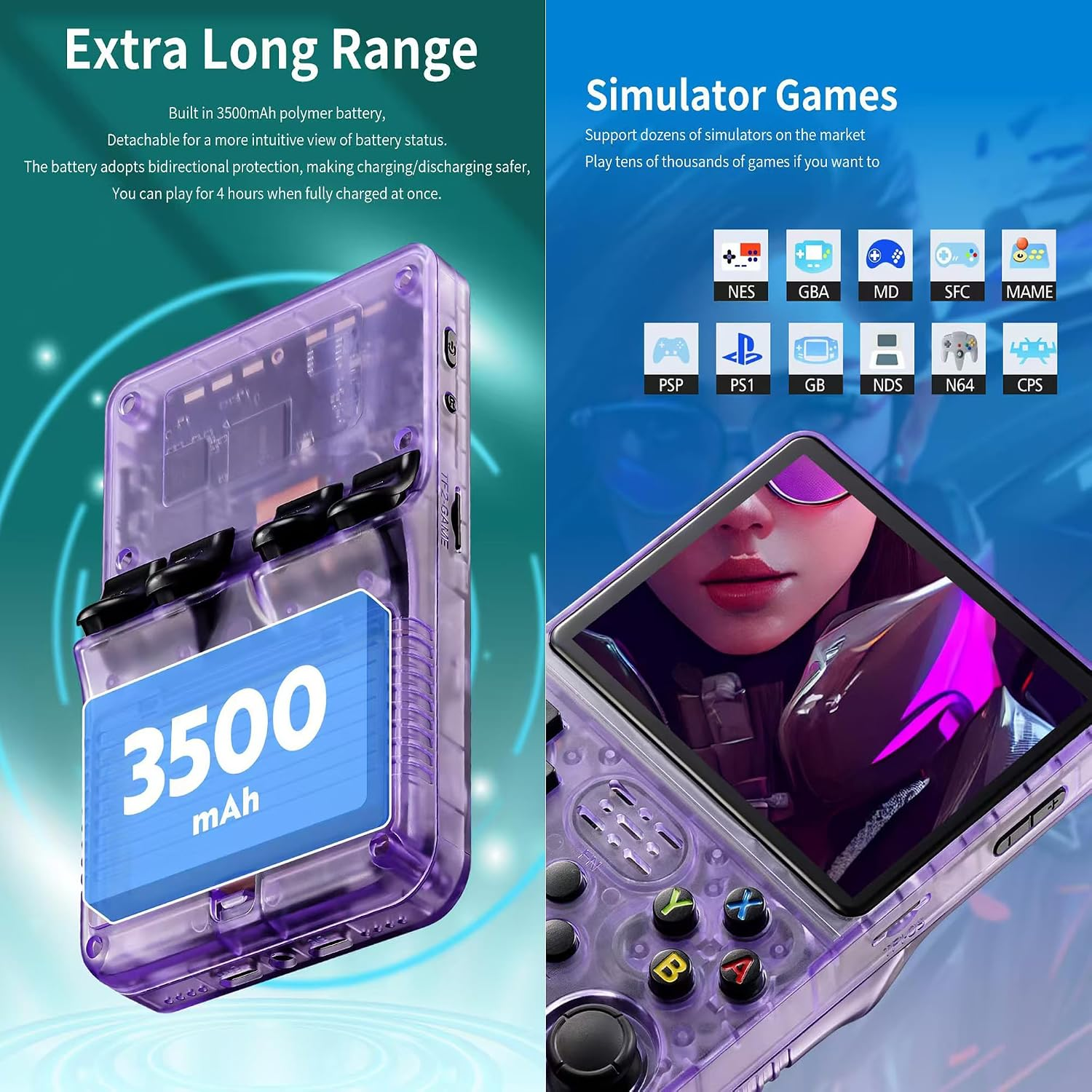 Retro Handheld Game Console – 10000+ Built-In Games