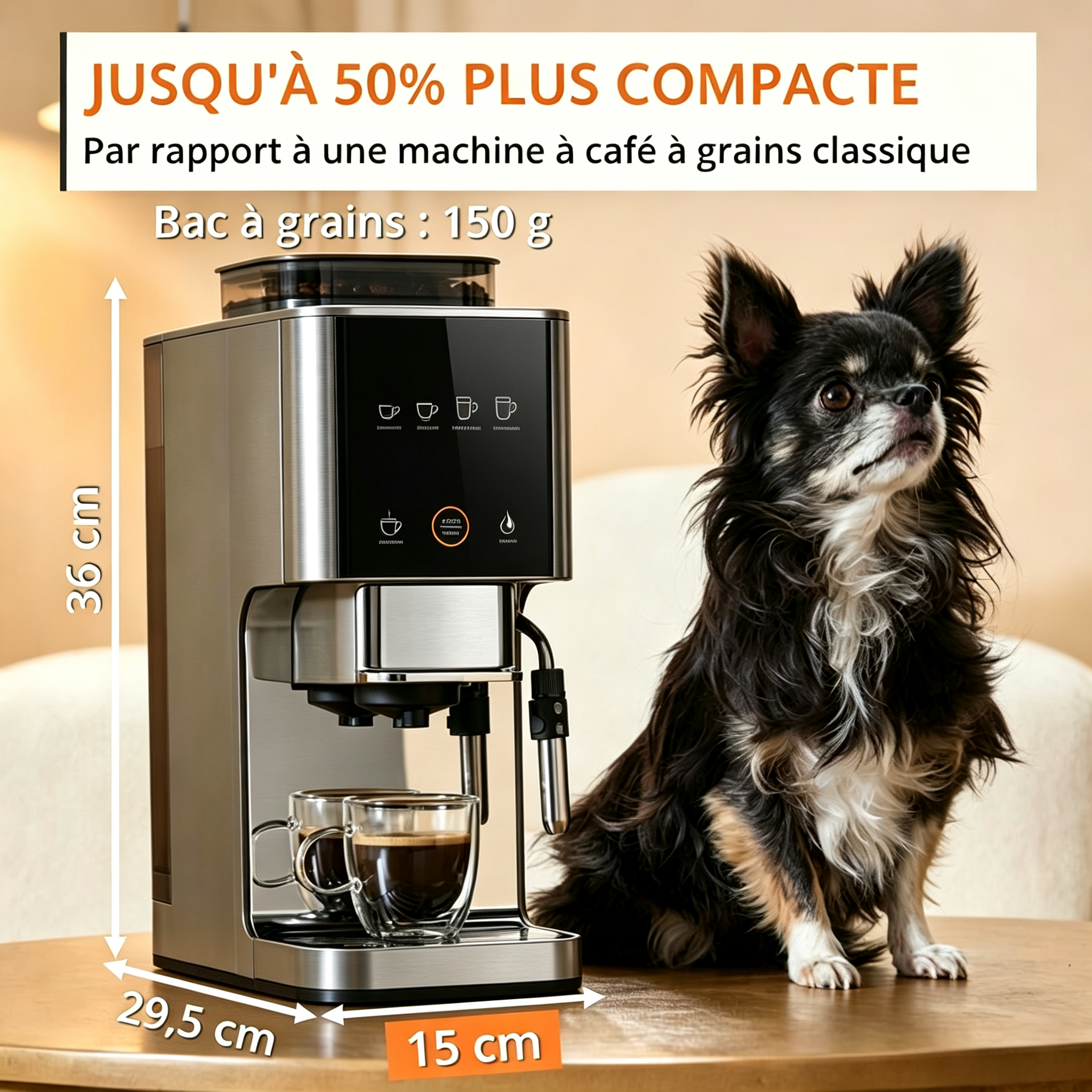 Coffee Crush Experience Bean-To-Cup Coffee Maker | Ultra Compact Espresso Machine, Makes Cold Brew & Milk-Based Coffee Recipes
